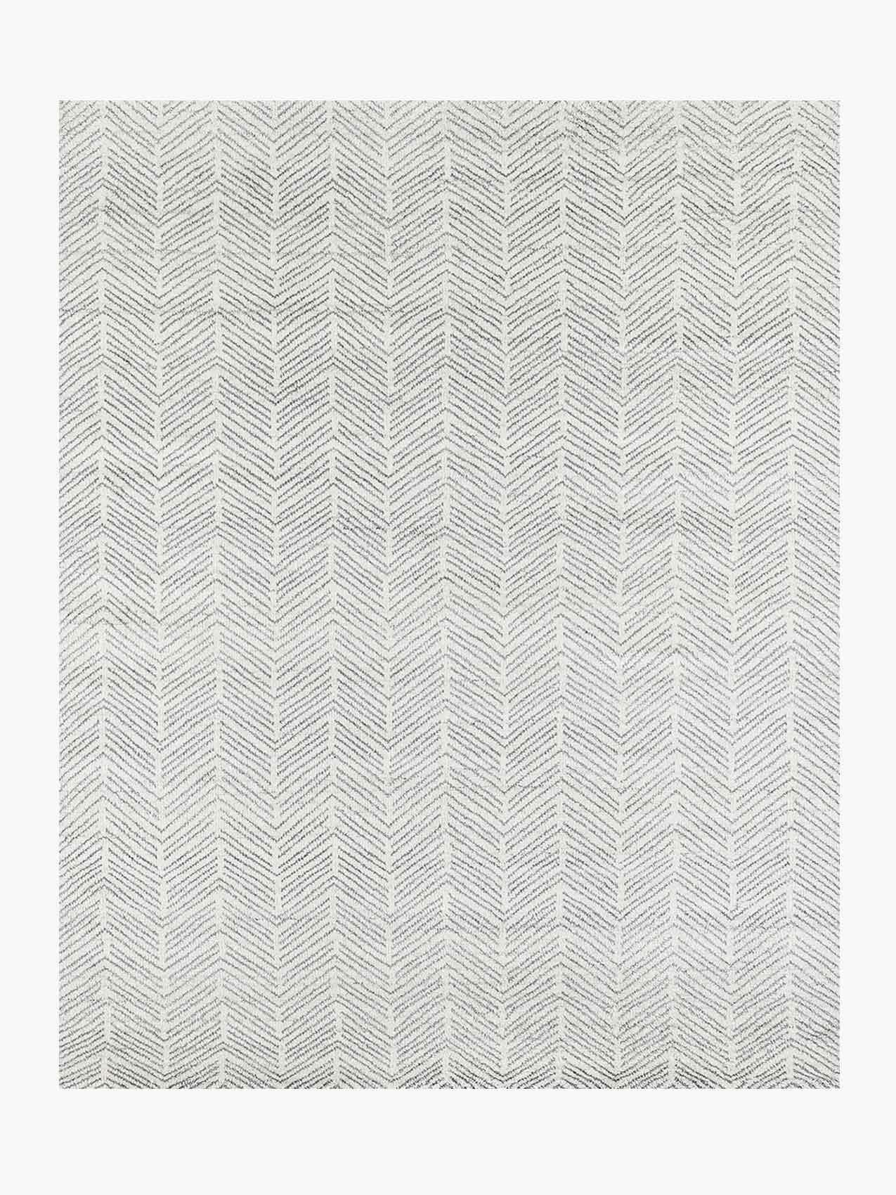 For Sale: White (White/Silver) Ben Soleimani Alia Rug– Hand-woven Chevron Wool + Viscose Black/Gray 8'x10'