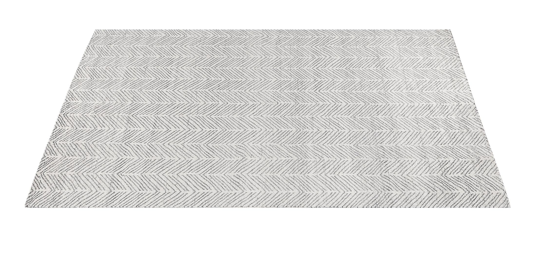 For Sale: White (White/Silver) Ben Soleimani Alia Rug– Hand-woven Chevron Wool + Viscose Black/Gray 8'x10' 2