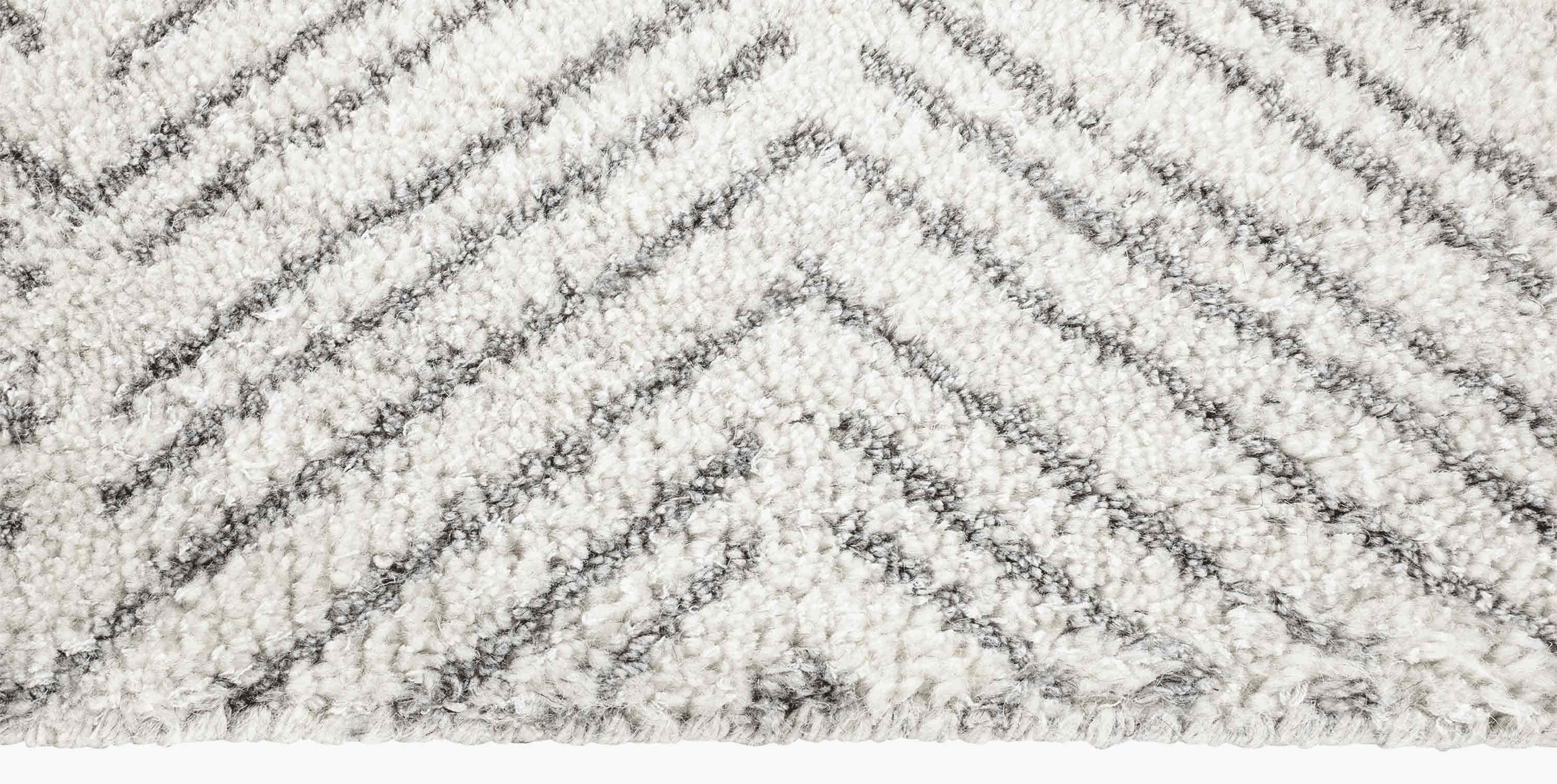 For Sale: White (White/Silver) Ben Soleimani Alia Rug– Hand-woven Chevron Wool + Viscose Black/Gray 8'x10' 3