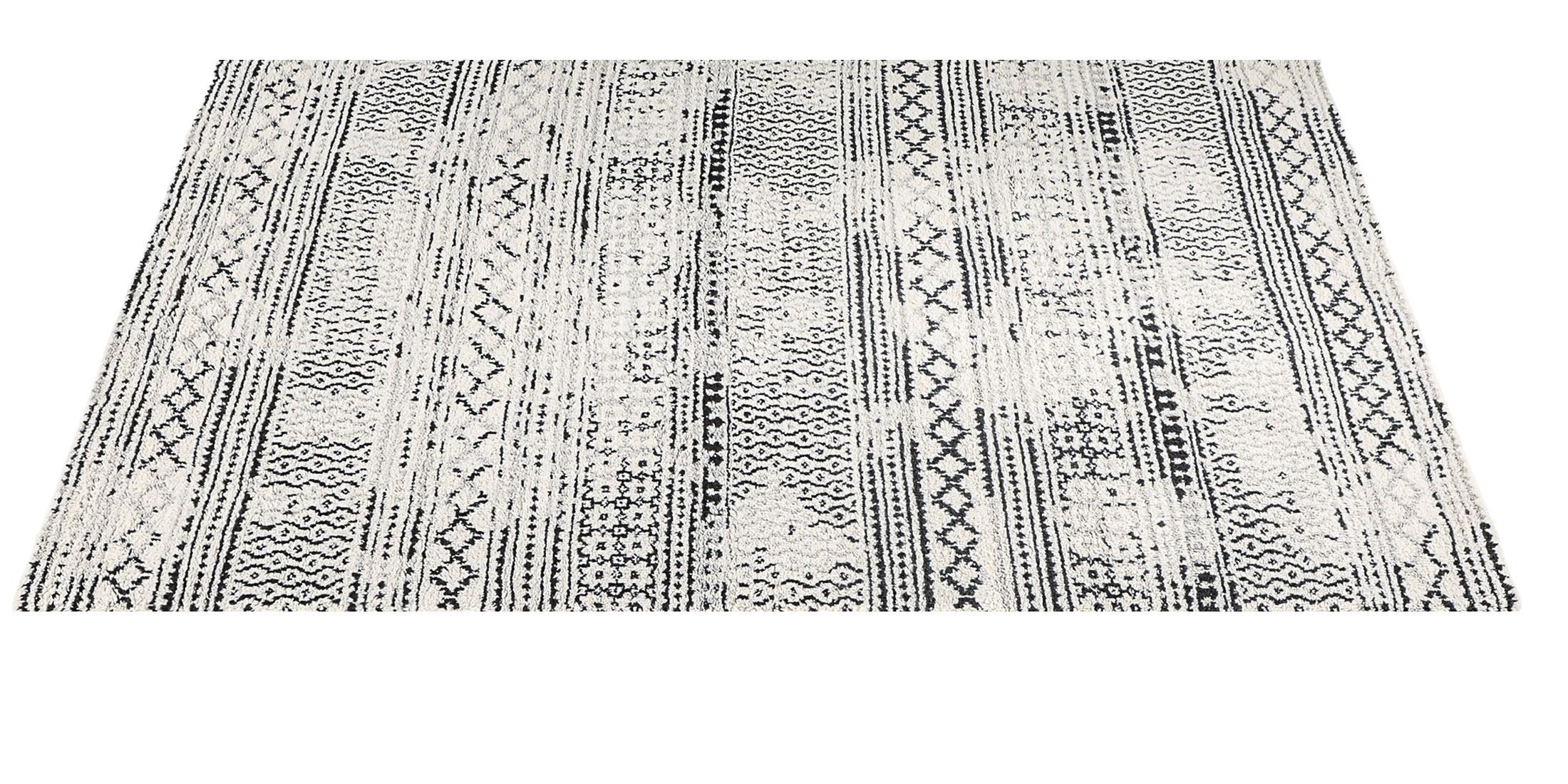For Sale: Beige (Ivory/Black) Ben Soleimani Mori Rug– Hand-woven Plush Wool Grey/Black 12'x15' 2
