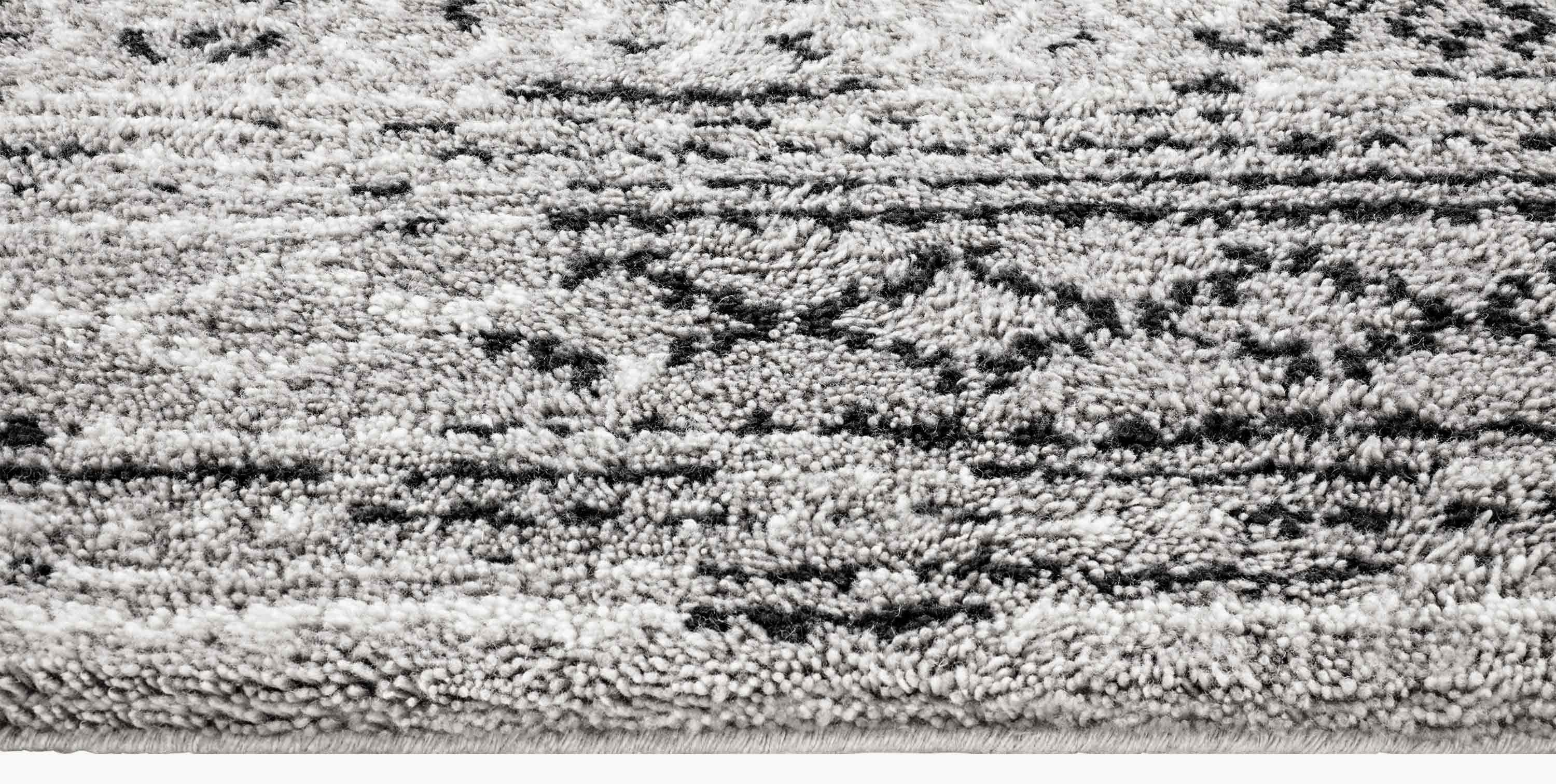 For Sale: Gray (Grey/Black) Ben Soleimani Mori Runner Rug– Hand-woven Plush Wool Grey/Black 2