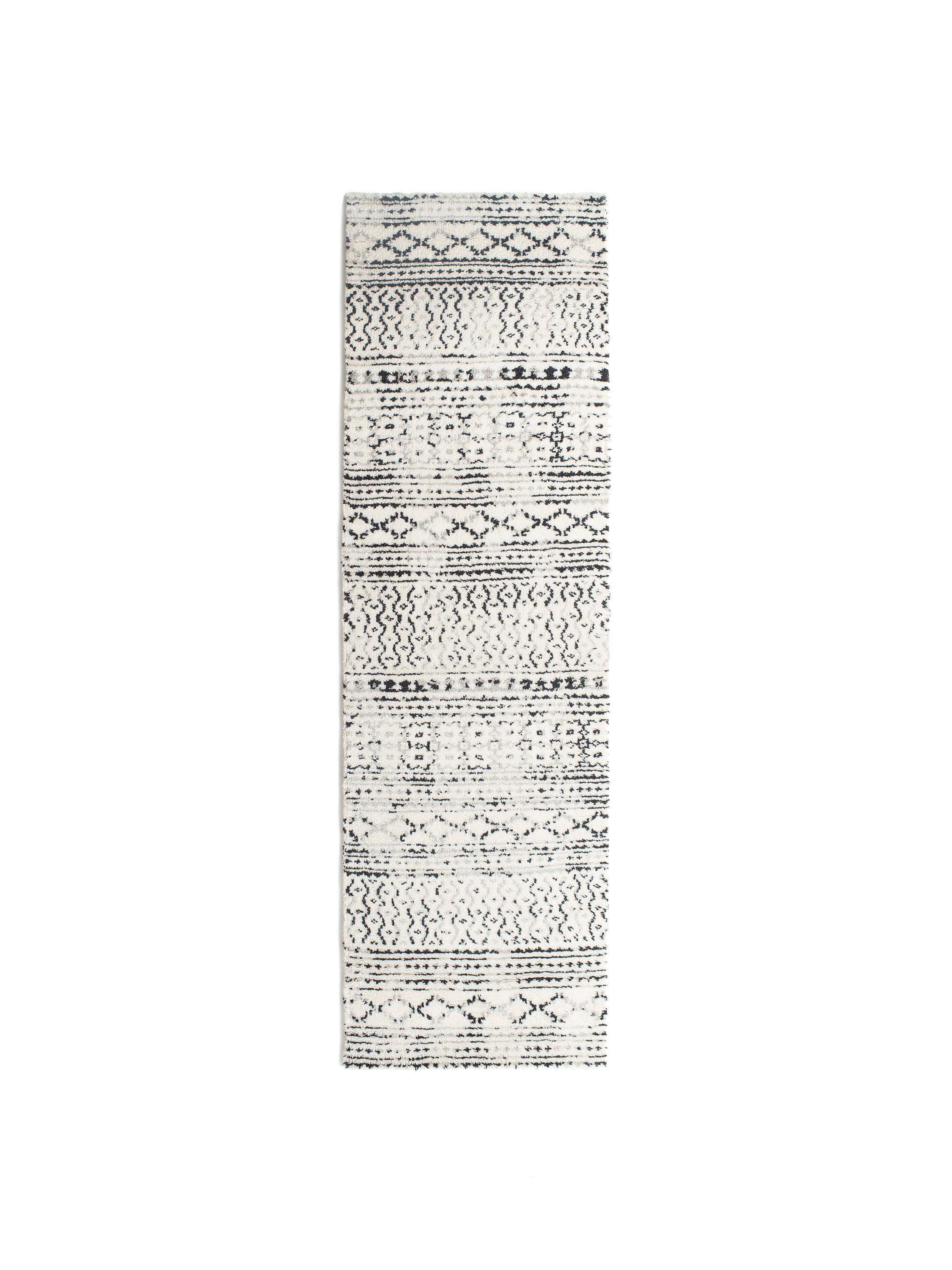 For Sale: Beige (Ivory/Black) Ben Soleimani Mori Runner Rug– Hand-woven Plush Wool Grey/Black