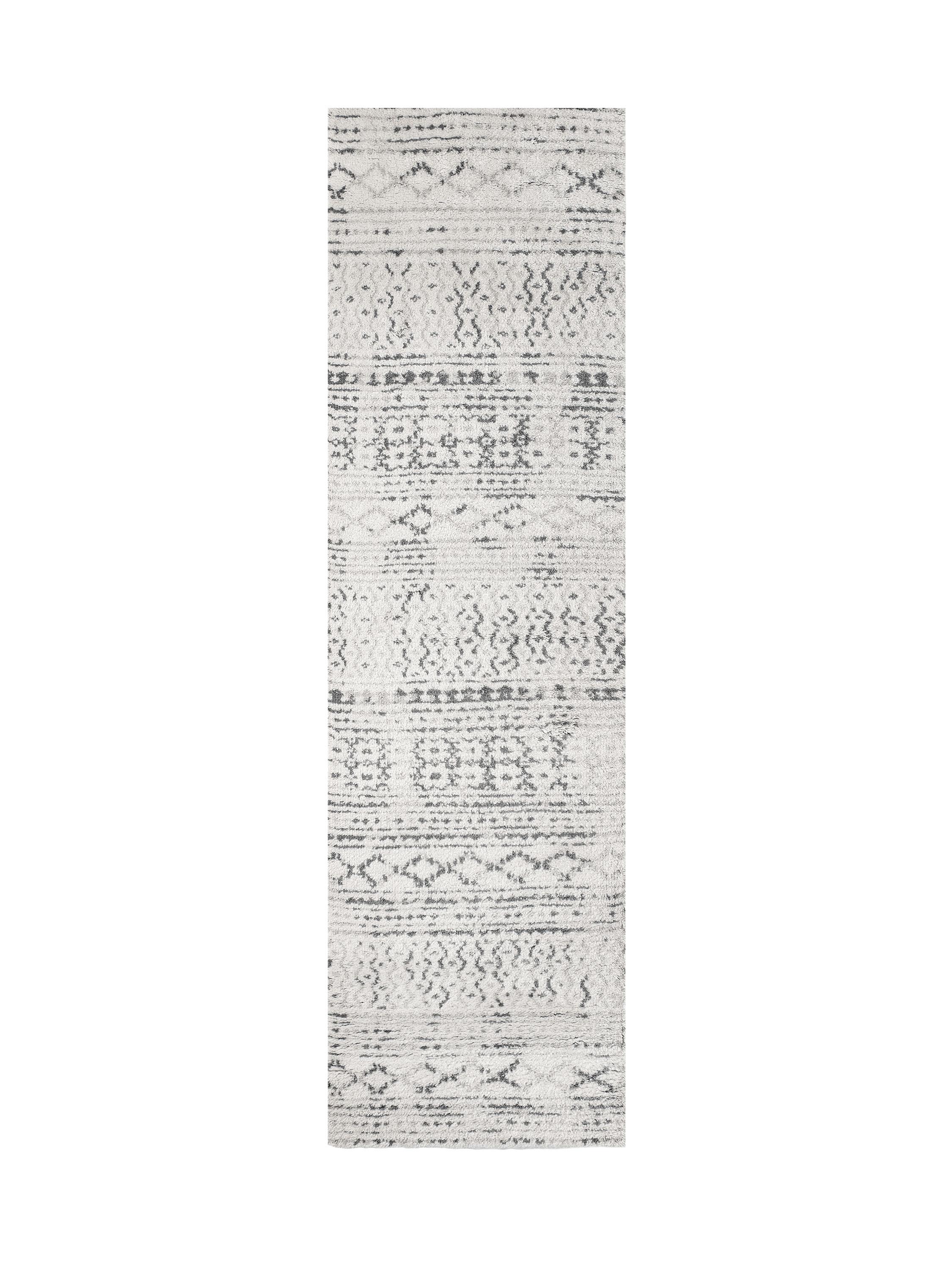 For Sale: Beige (Sand/Graphite) Ben Soleimani Mori Runner Rug– Hand-woven Plush Wool Grey/Black