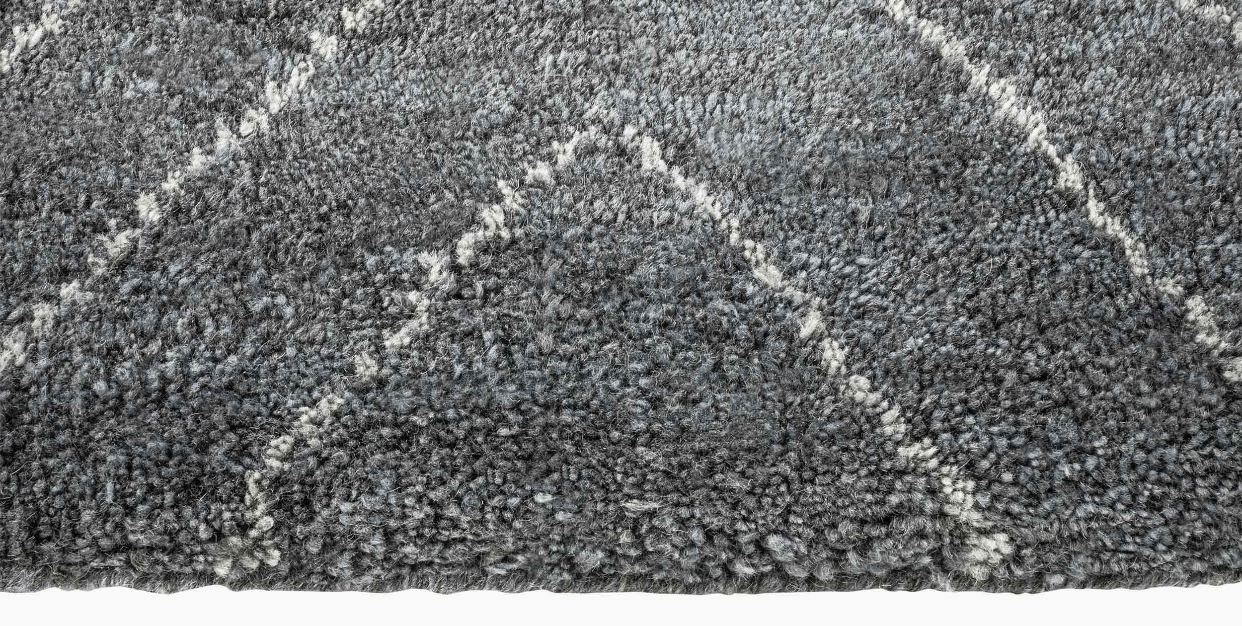 For Sale: Gray (Grey/White) Ben Soleimani Double Diamond Rug– Moroccan Hand-knotted Wool Grey 6'x9' 3