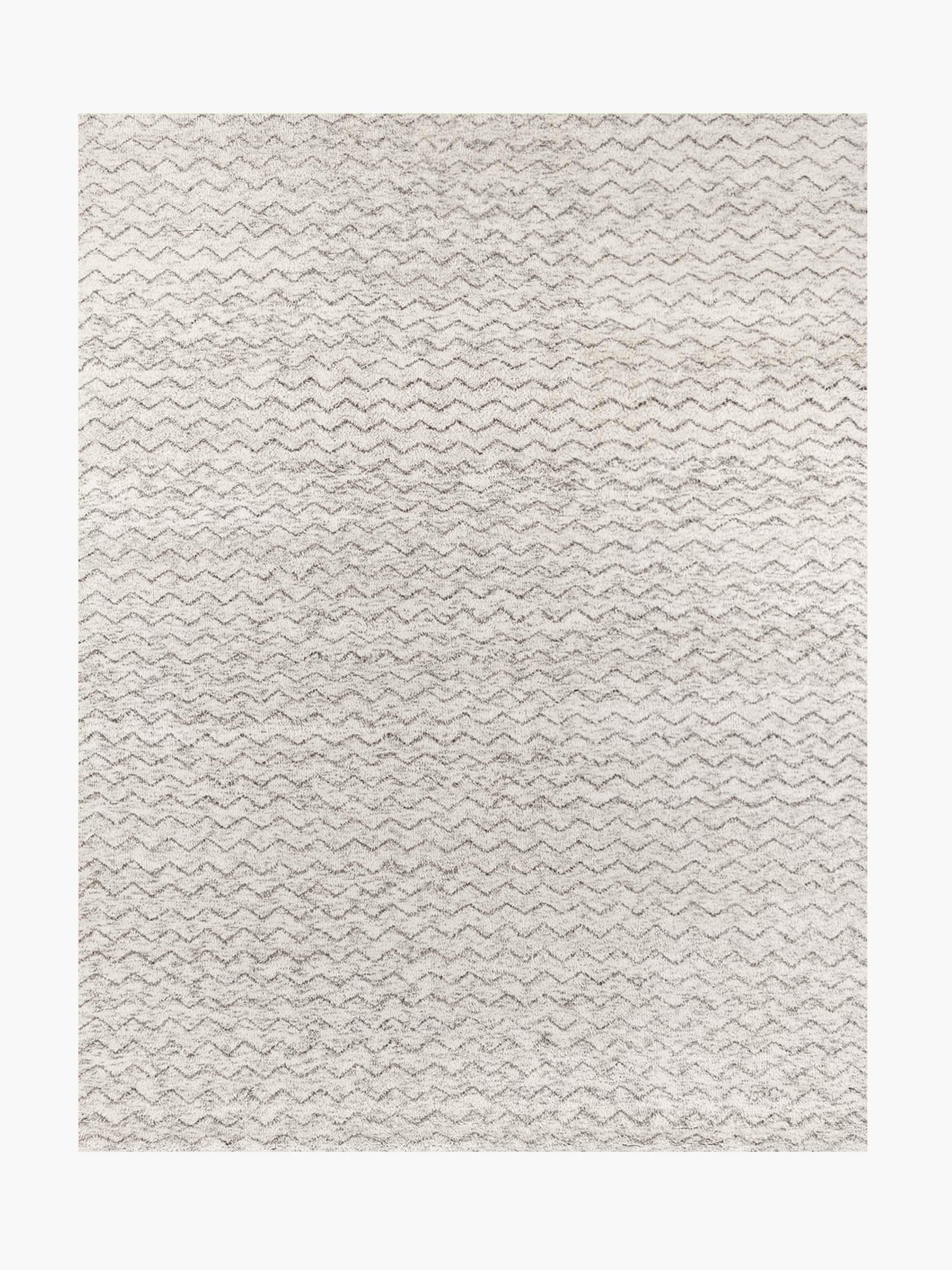 For Sale: Silver Ben Soleimani Mina Moroccan Rug– Ultra-plush Hand-knotted Zigzag Grey 6'x9'