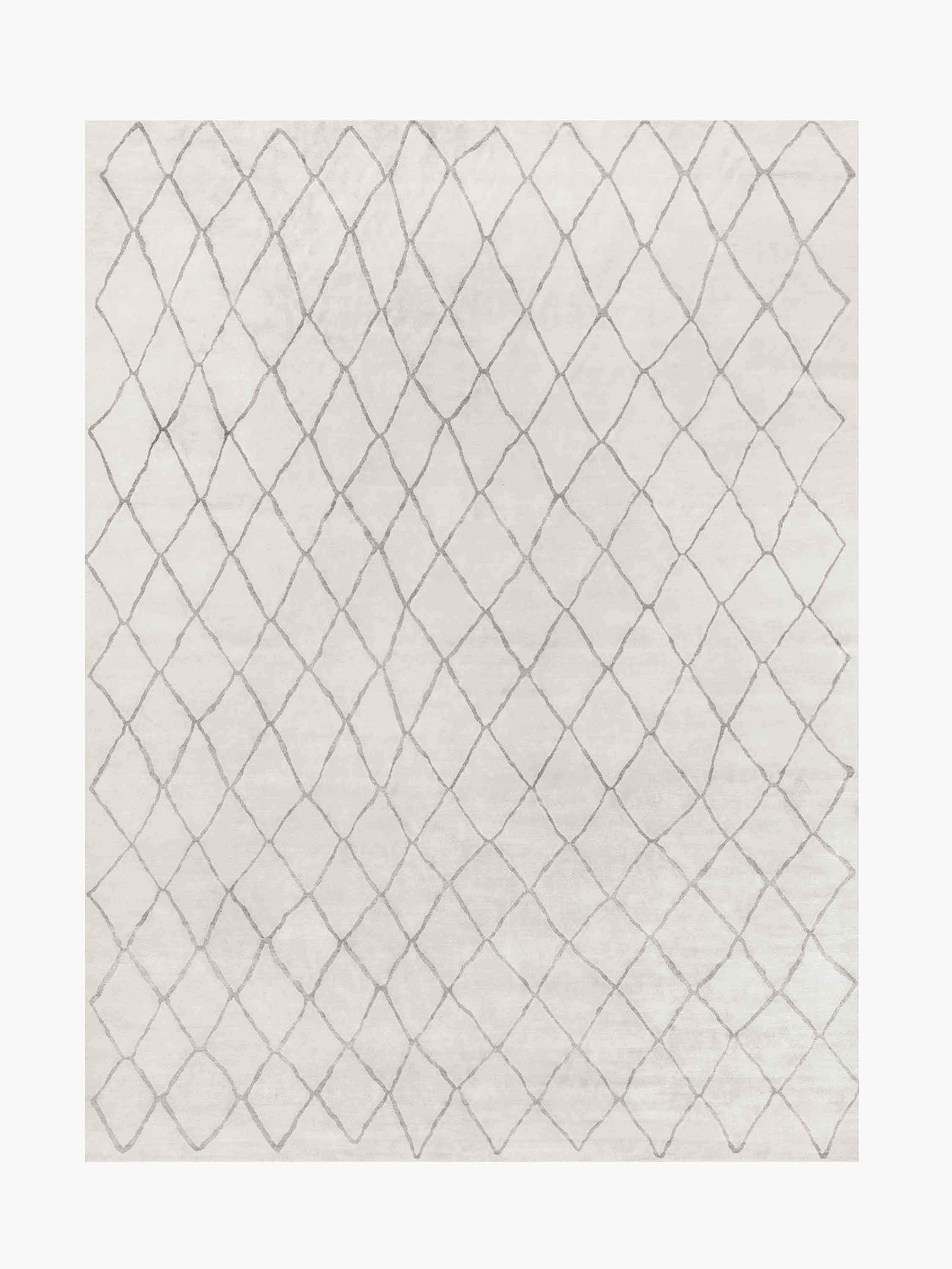 For Sale: Beige (Cream/Charcoal) Ben Soleimani Arlequin Rug– Ultra-plush Hand-knotted Viscose Charcoal 6'x9'