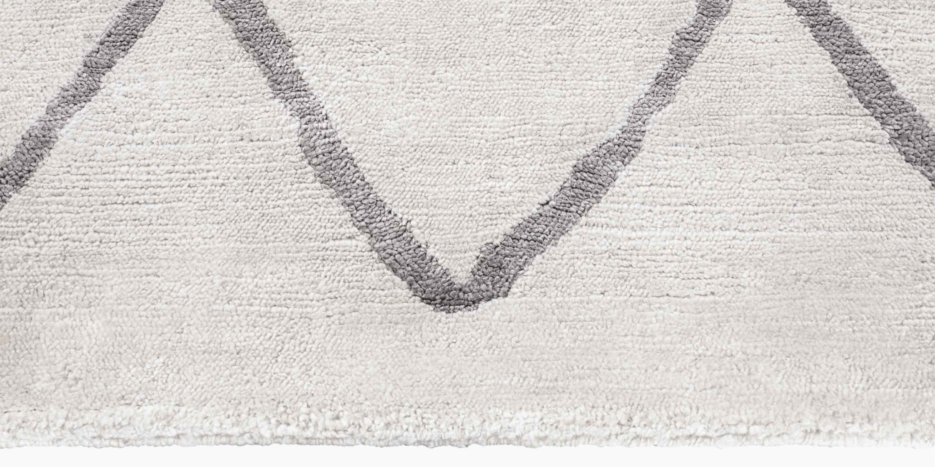 For Sale: Beige (Cream/Charcoal) Ben Soleimani Arlequin Rug– Ultra-plush Hand-knotted Viscose Charcoal 6'x9' 3