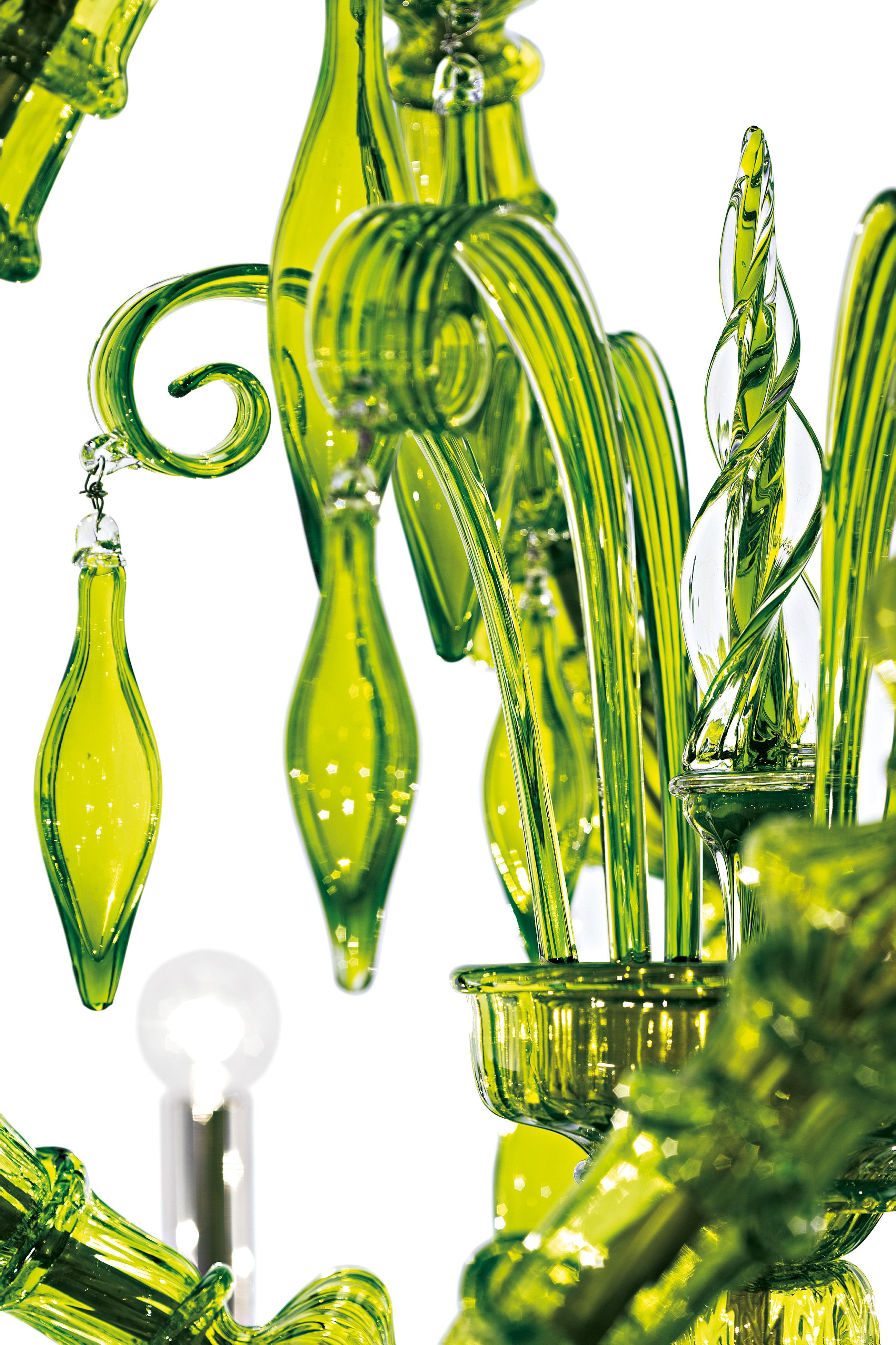 Green (Liquid Green_VL) San Giorgio 5558 16 Chandelier in Glass, by Barovier&Toso 3