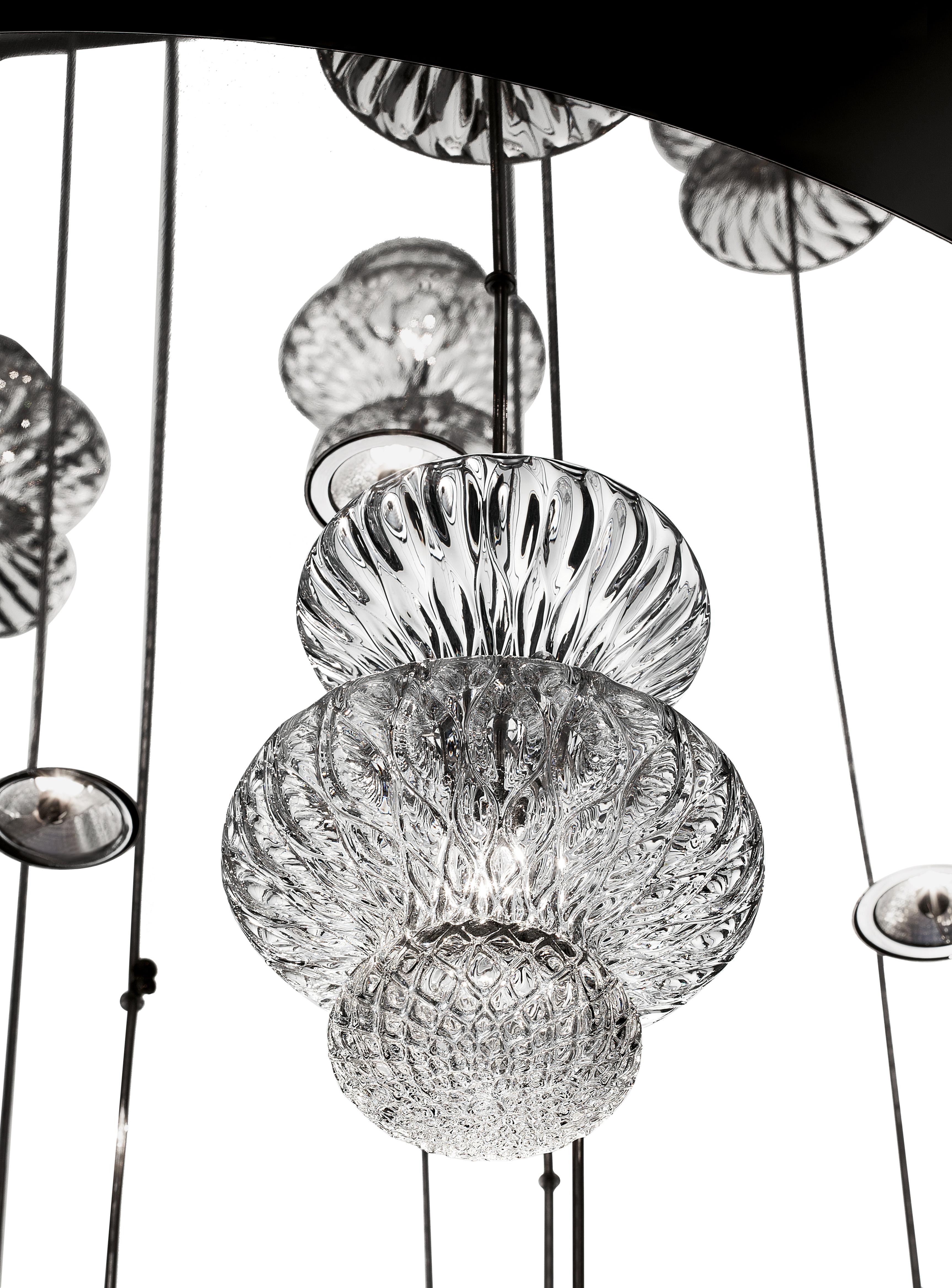 Clear (Crystal_CC) Spinn 7219 Suspension Lamp in Glass and Polished Chrome, by Barovier&Toso 2