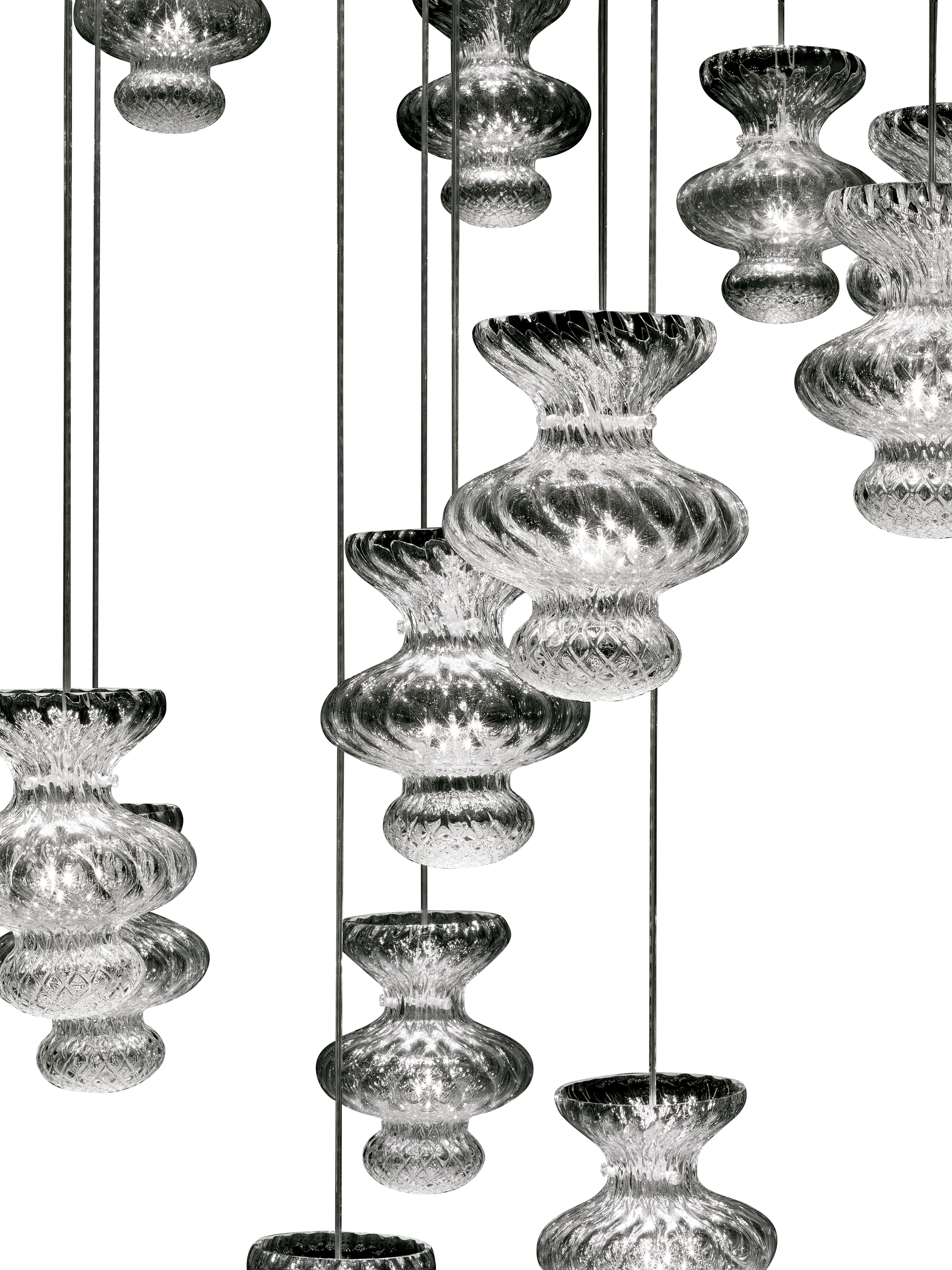 Clear (Crystal_CC) Spinn 7219 Suspension Lamp in Glass and Polished Chrome, by Barovier&Toso 3