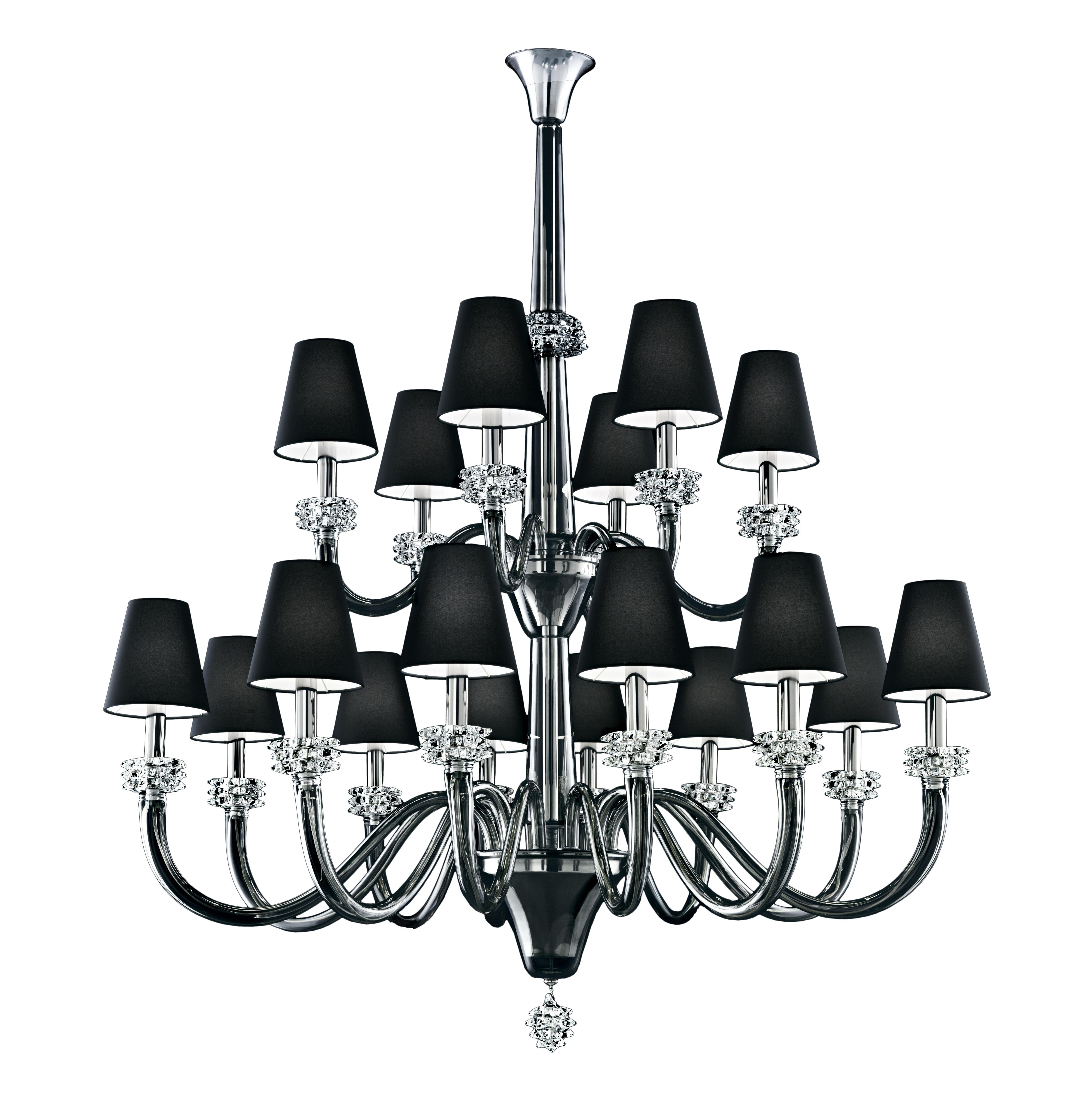Gray (Grey_IC) Amsterdam 5562 18 Chandelier in Chrome & Glass, Black Shade, by Barovier&Toso 2