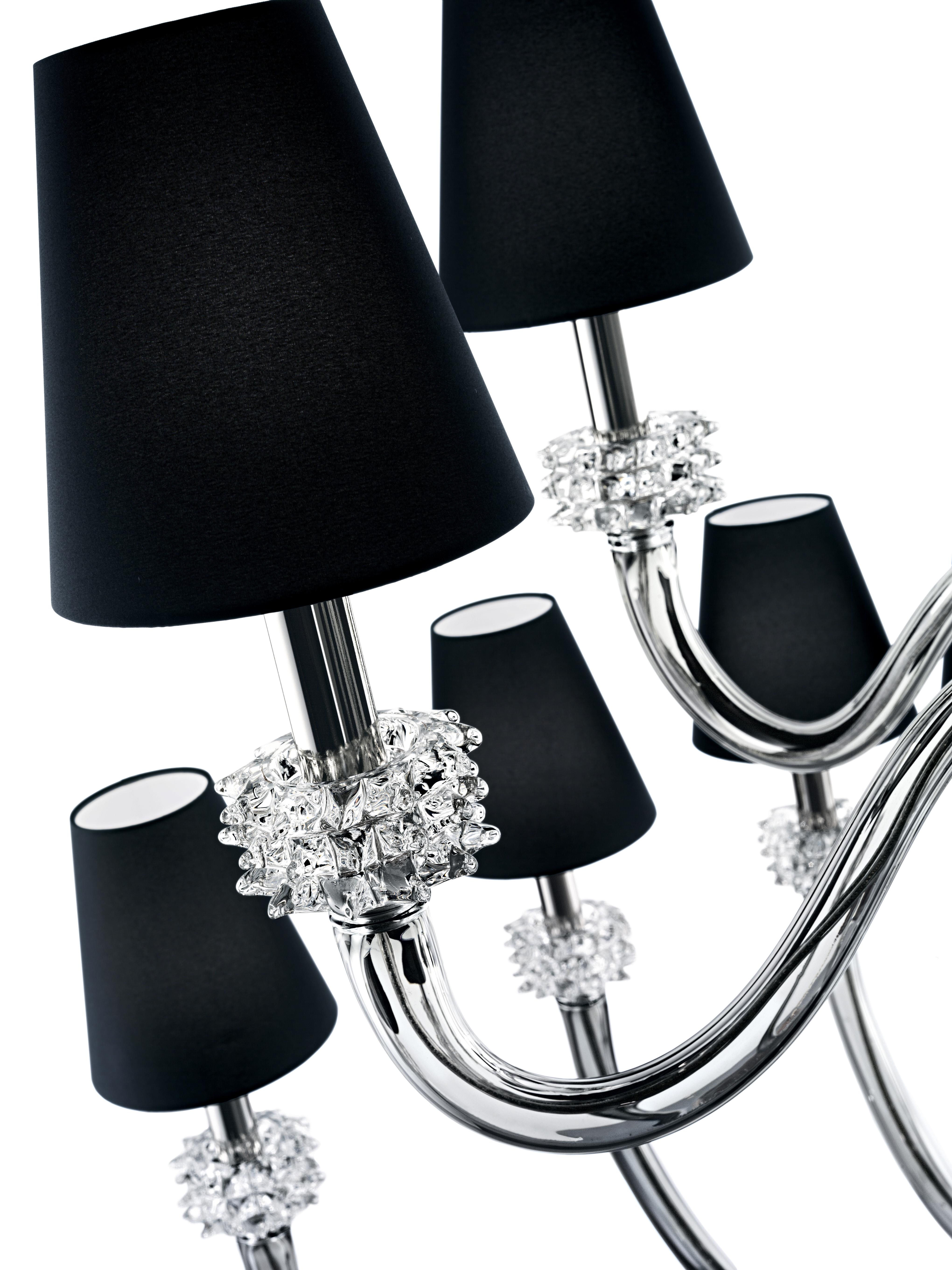 Gray (Grey_IC) Amsterdam 5562 18 Chandelier in Chrome & Glass, Black Shade, by Barovier&Toso 6