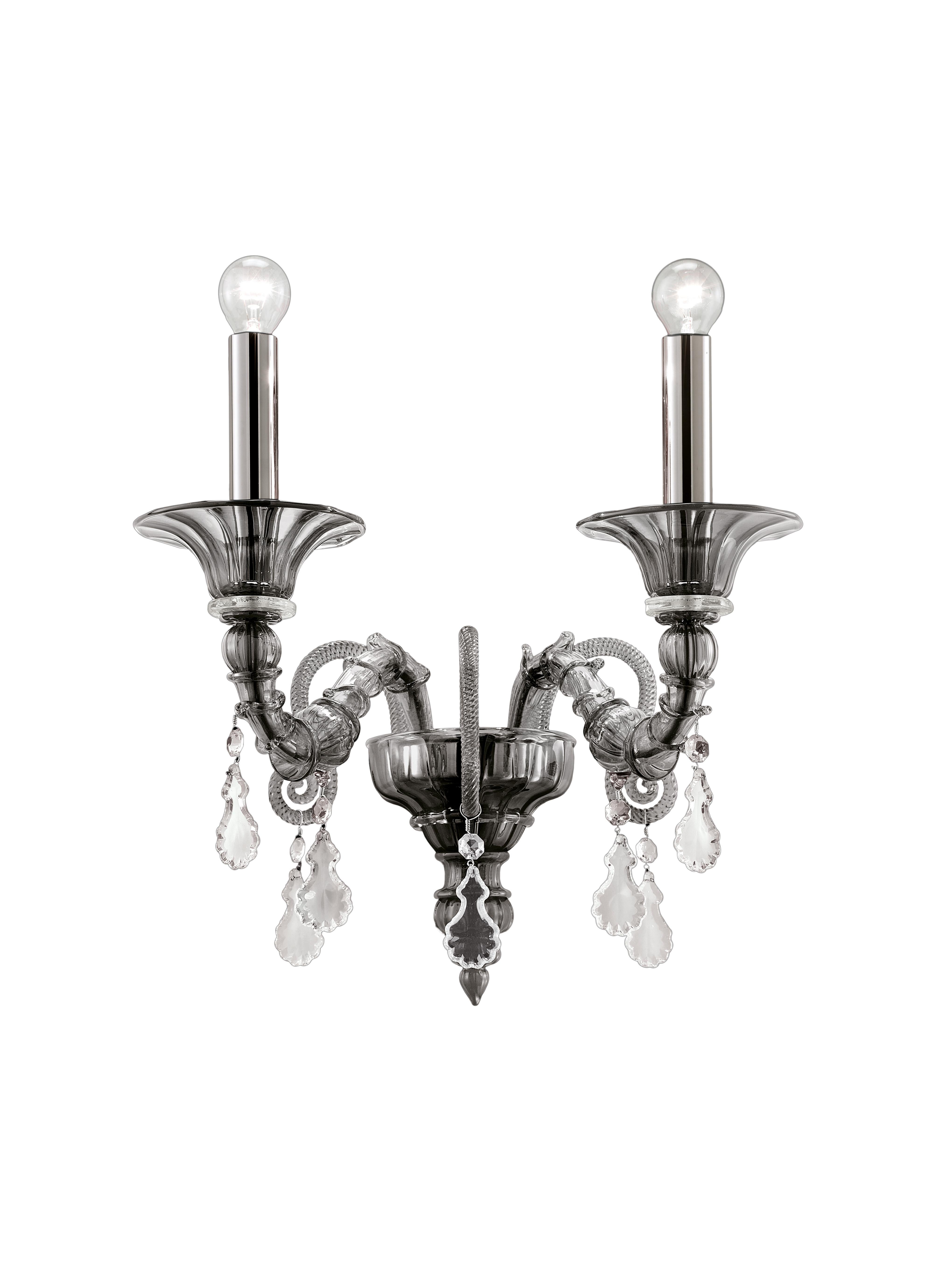 Gray (Grey_IC) Taif 5350 02 Wall Sconce in Glass with Chrome, by Barovier&Toso