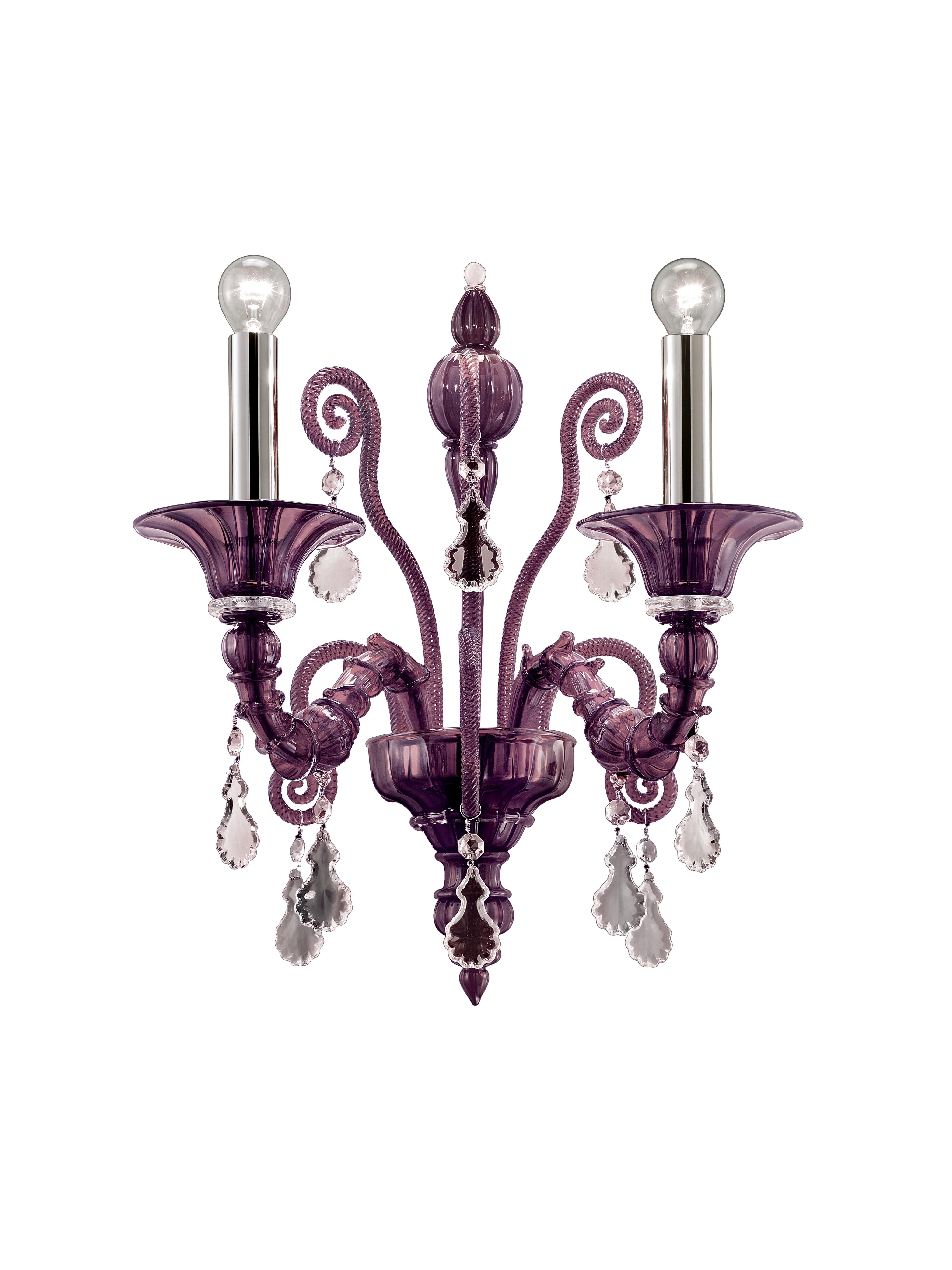 Purple (Violet_VI) Taif 5350 02 Wall Sconce in Glass with Chrome, by Barovier&Toso