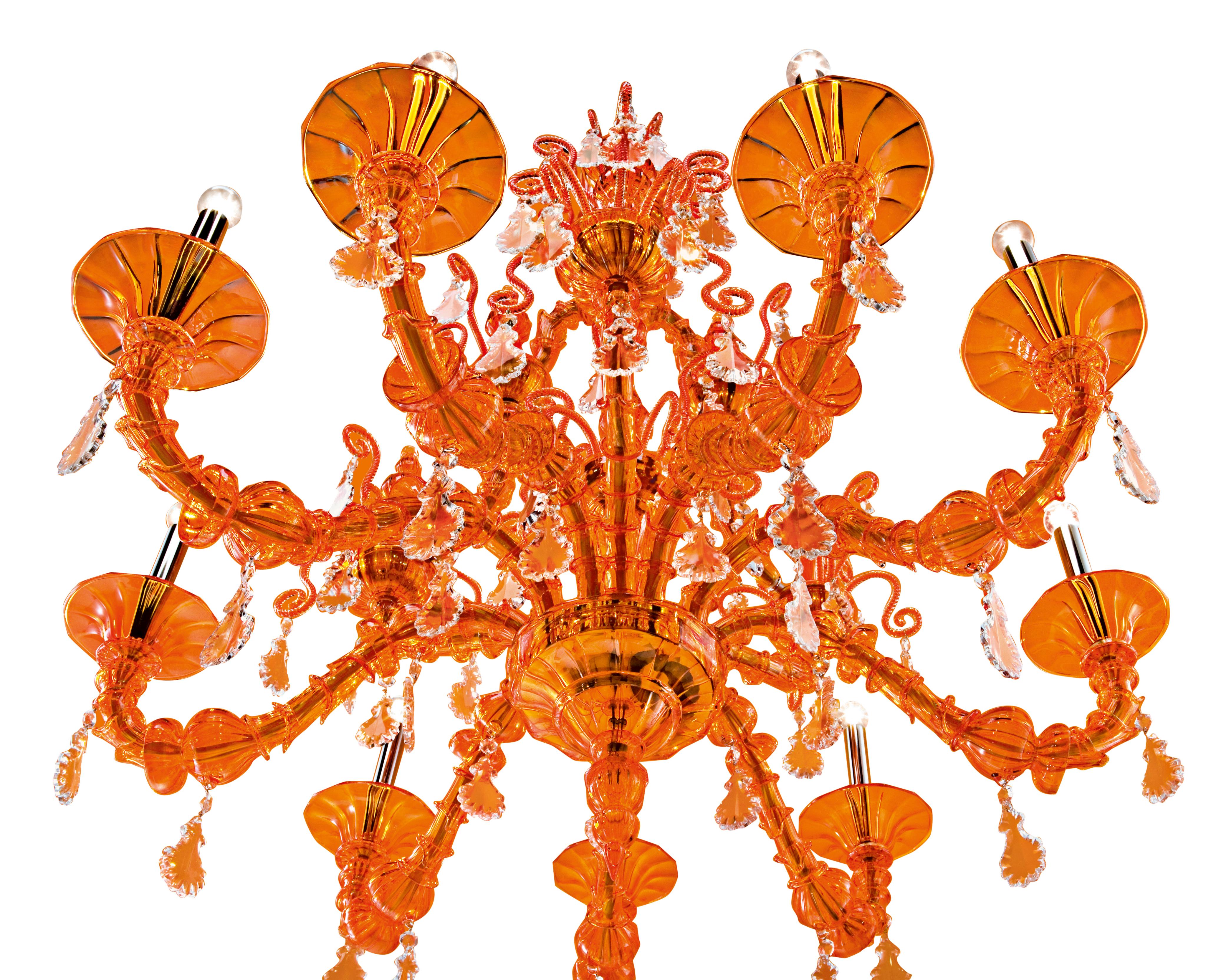 Orange (Liquid Orange_AL) Taif 5350 09 Chandelier in Glass with Chrome, by Barovier&Toso 2