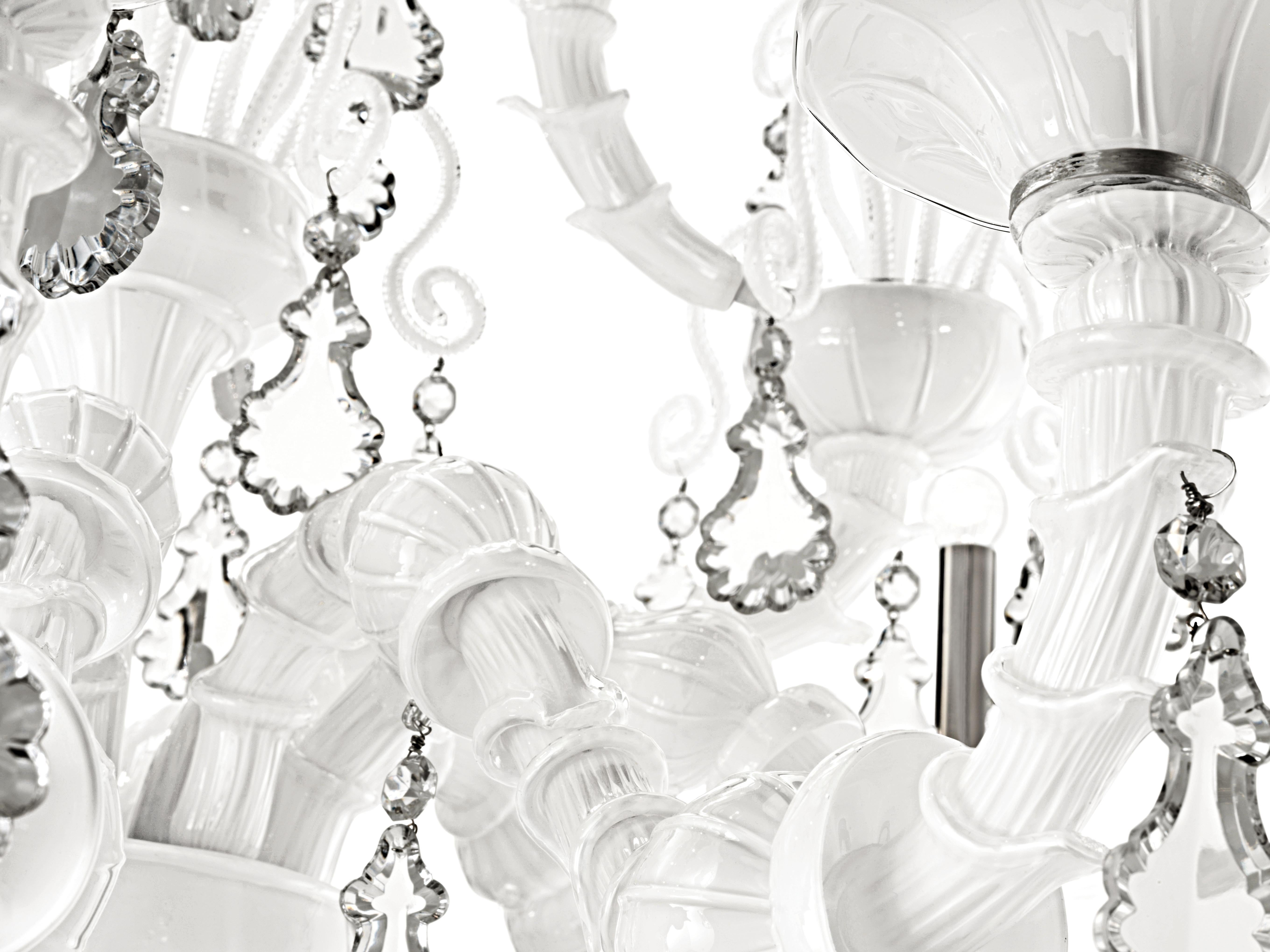 White (White_BB) Taif 5350 09 Chandelier in Glass with Chrome, by Barovier&Toso 3