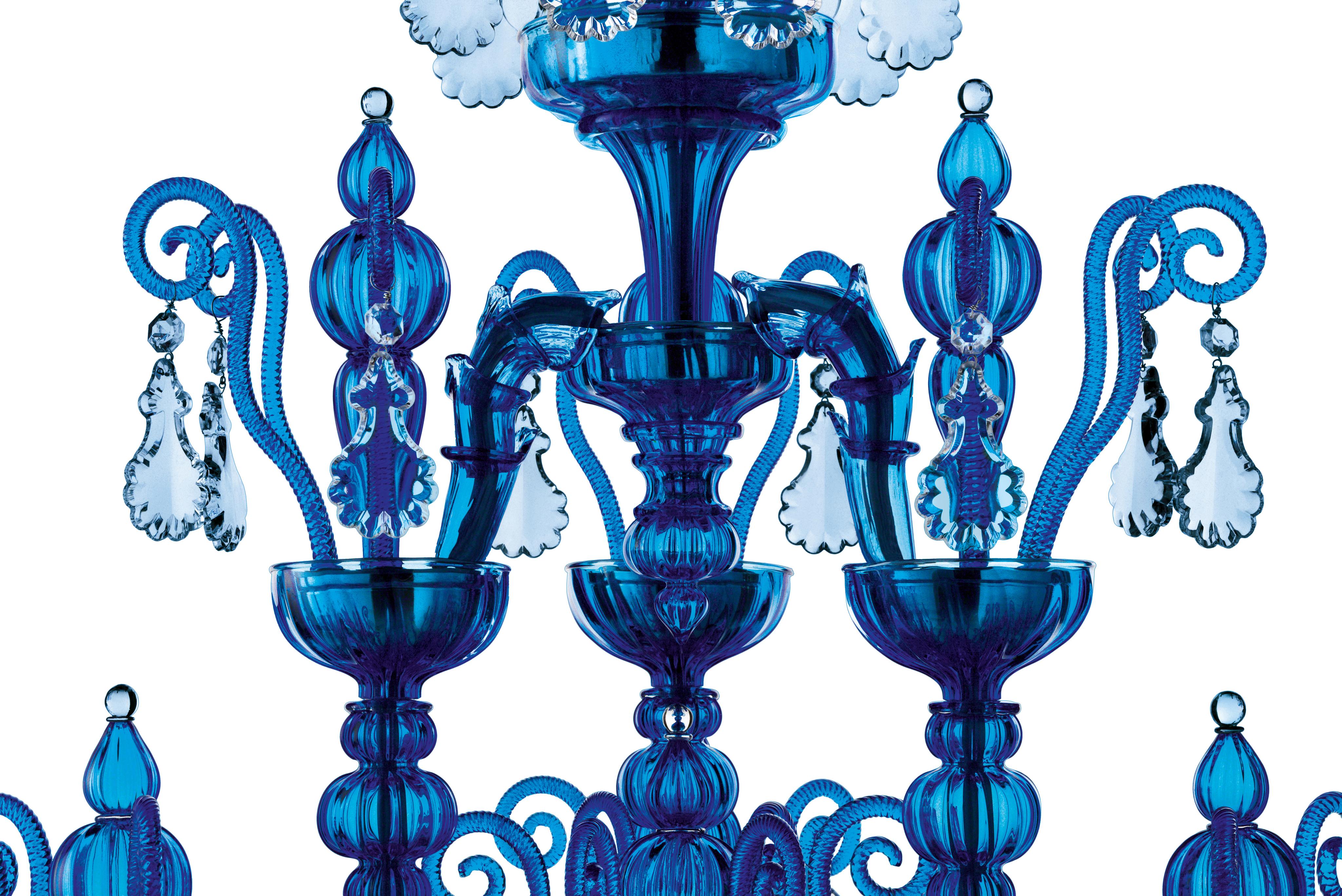 Blue (Bluastro_LQ) Taif 5350 09 Chandelier in Glass with Chrome, by Barovier&Toso 3