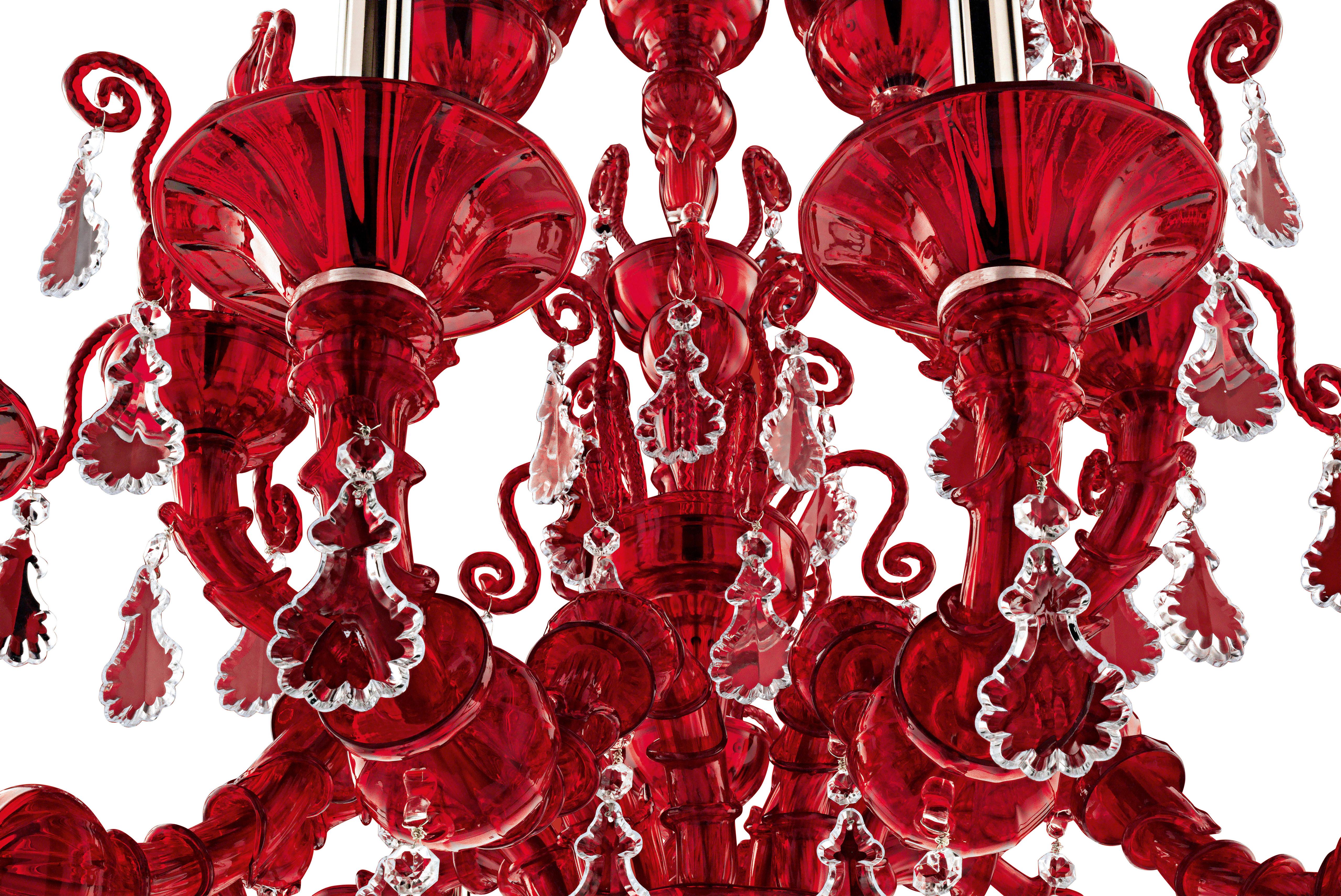 Red (Red_RR) Taif 5350 09 Chandelier in Glass with Chrome, by Barovier&Toso 2