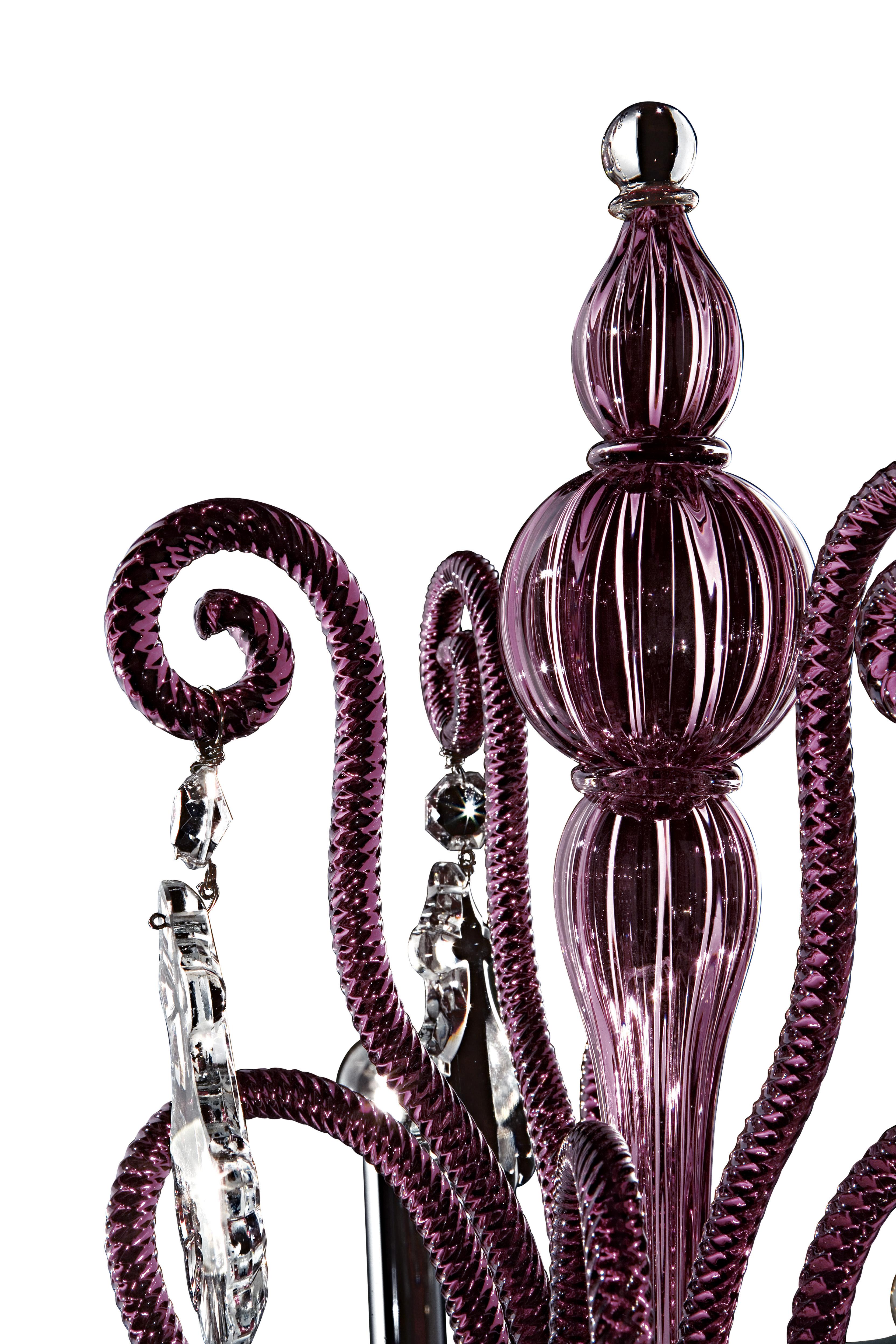 Purple (Violet_VI) Taif 5350 09 Chandelier in Glass with Chrome, by Barovier&Toso 4