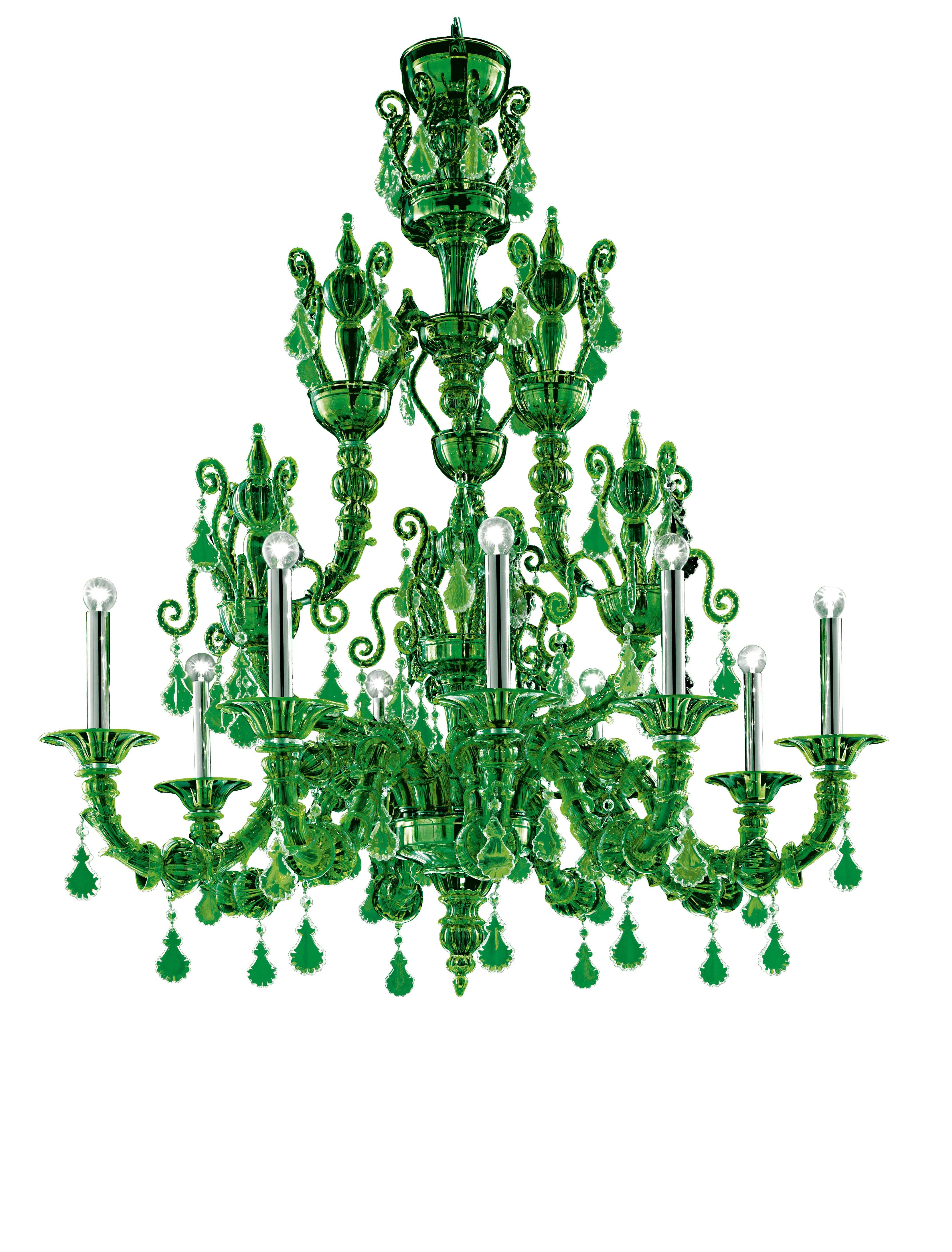 Green (Liquid Green_VL) Taif 5350 09 Chandelier in Glass with Chrome, by Barovier&Toso 2