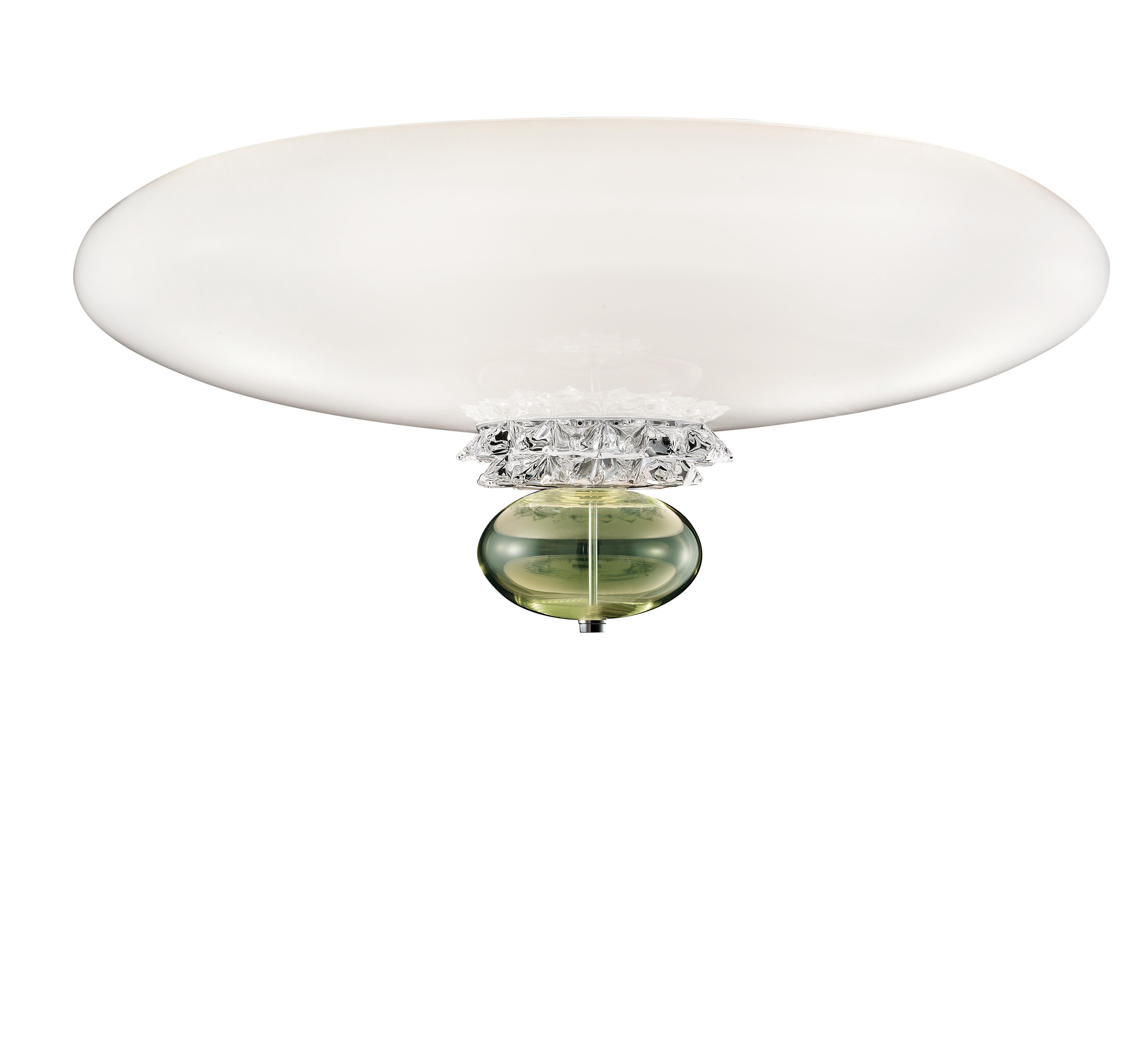 Green (Liquid Citron/White_BE) Anversa 5698 Ceiling Lamp in Chrome and Glass, by Barovier&Toso
