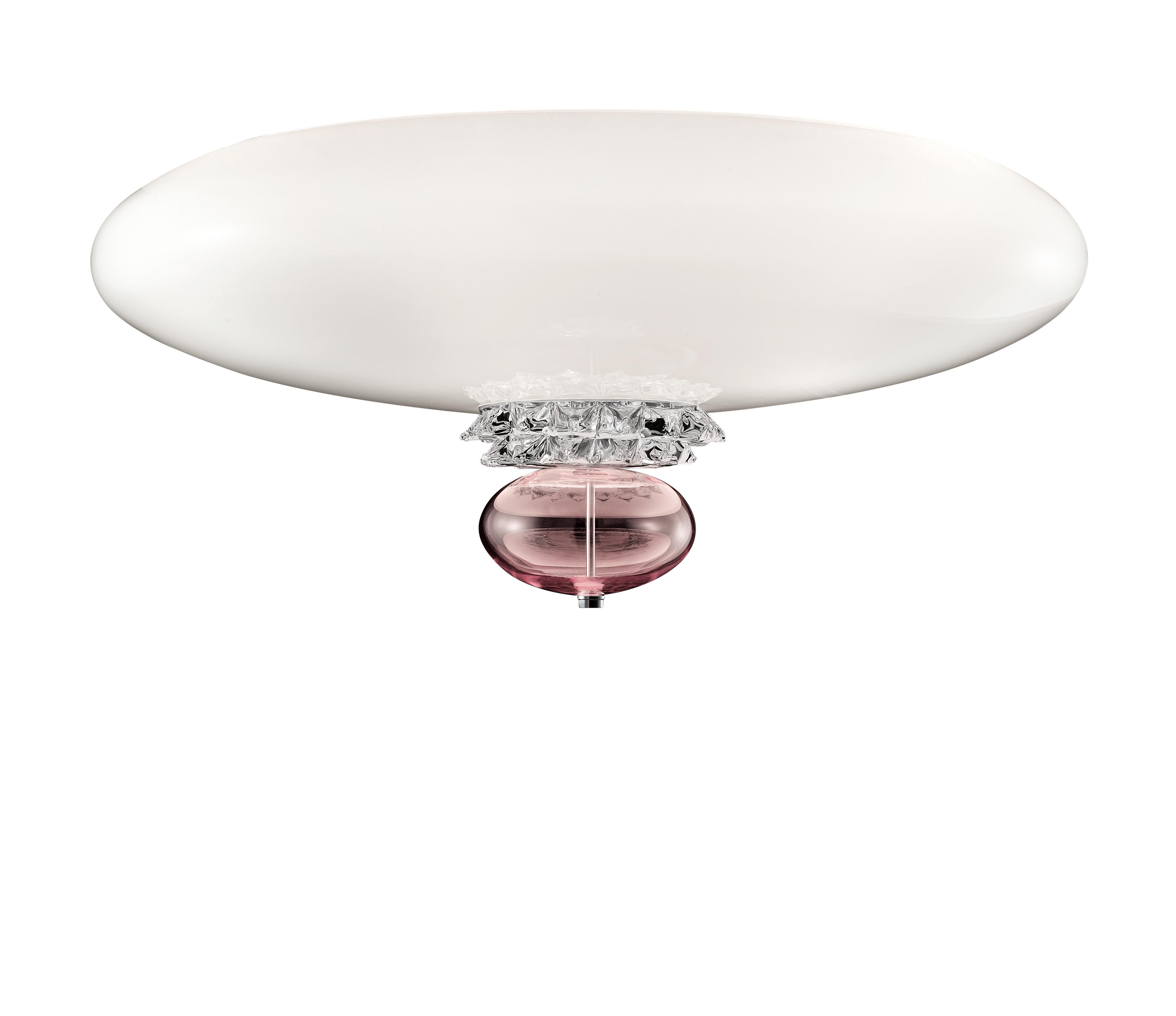 Pink (Light Pink/White_RC) Anversa 5698 Ceiling Lamp in Chrome and Glass, by Barovier&Toso