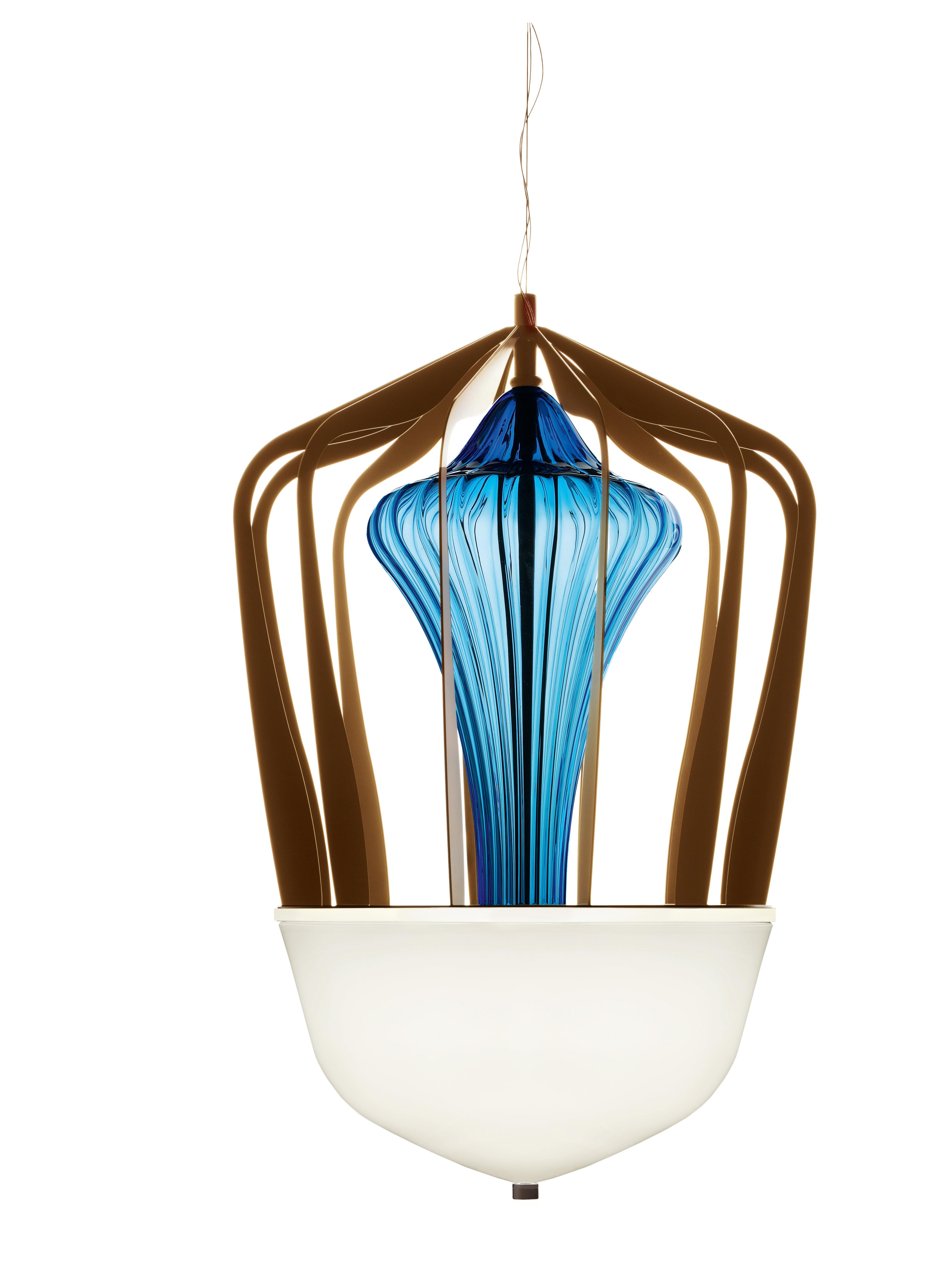 Blue (Bluastro_LQ) Robin 7280 Suspension Lamp in Glass with Bronze Finish, by Barovier&Toso 2