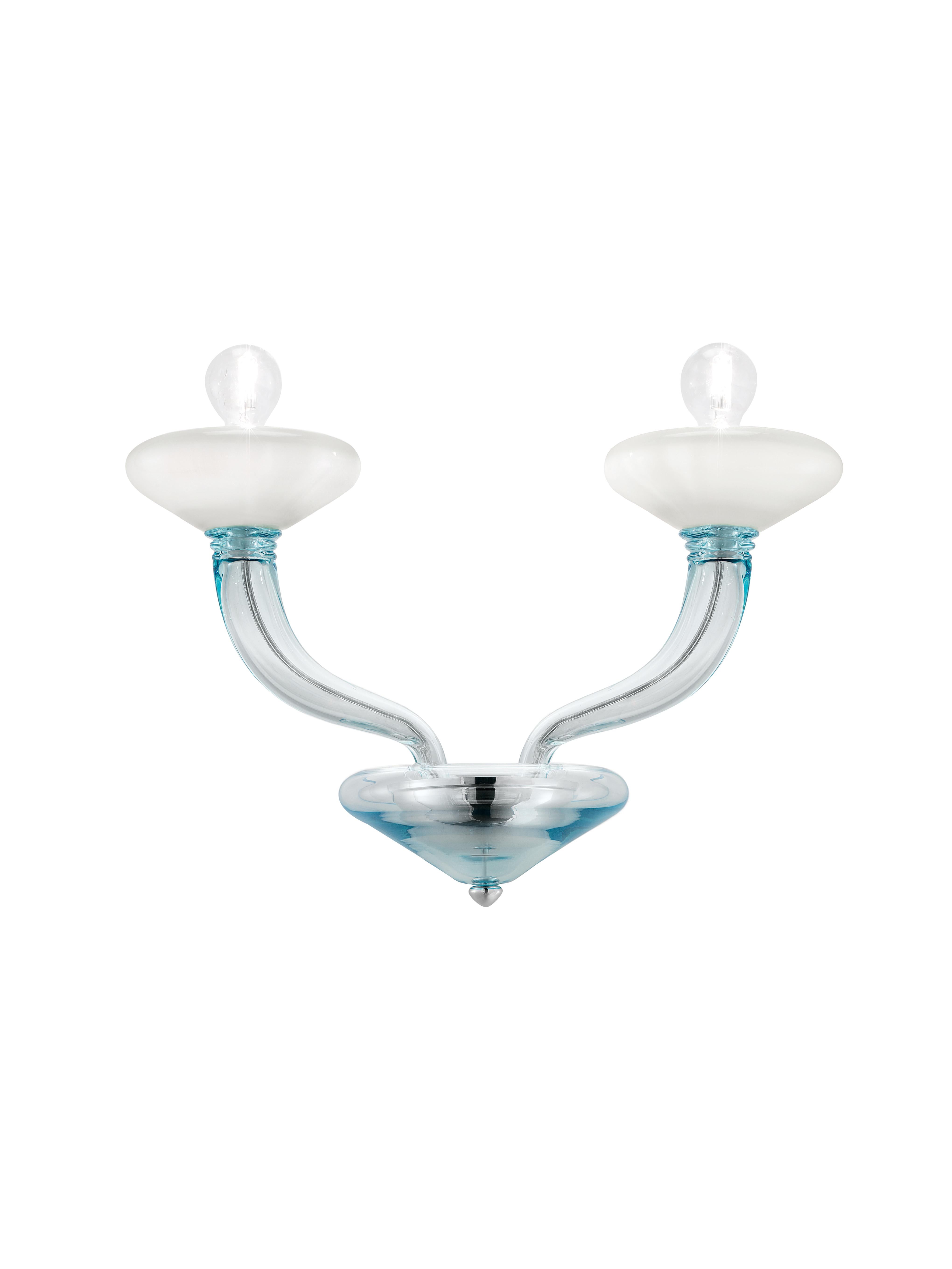 Blue (Aquamarine White_BQ) Windsor 5676 02 Wall Sconce in Glass, by Barovier&Toso