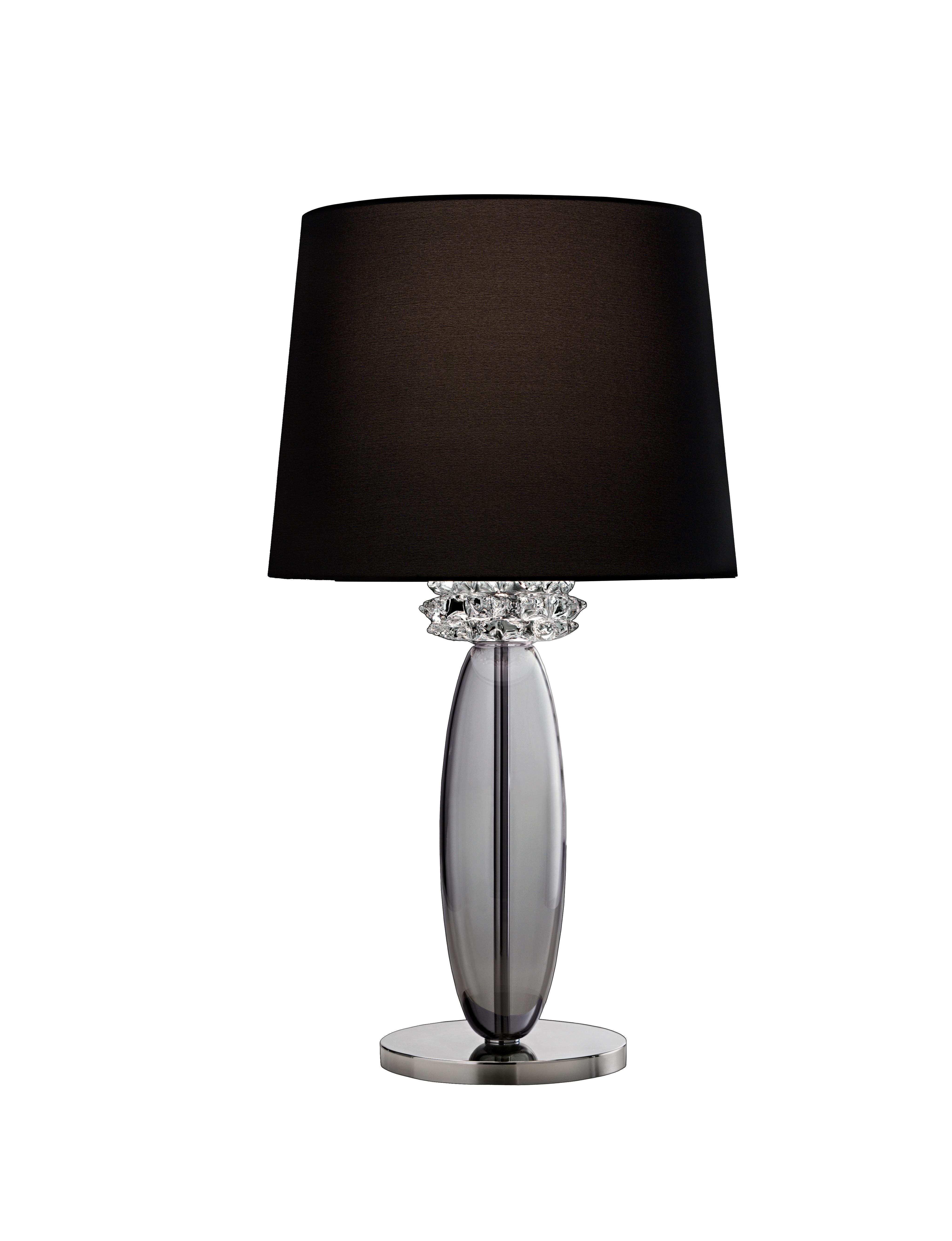 Gray (Grey_IC) Rotterdam 5565 Table Lamp in Glass with Black Shade, by Barovier&Toso
