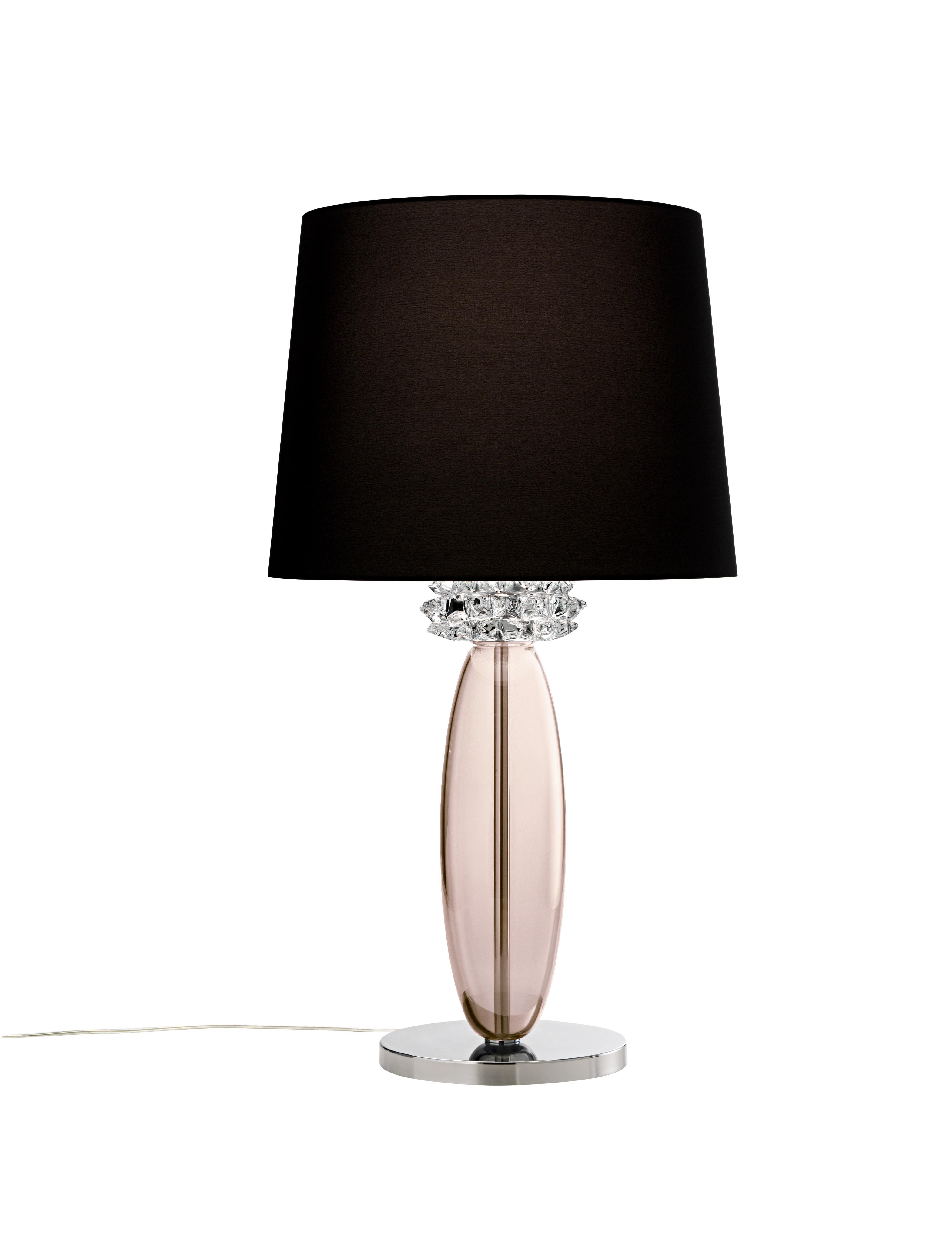 Pink (Light Pink_RS) Rotterdam 5565 Table Lamp in Glass with Black Shade, by Barovier&Toso