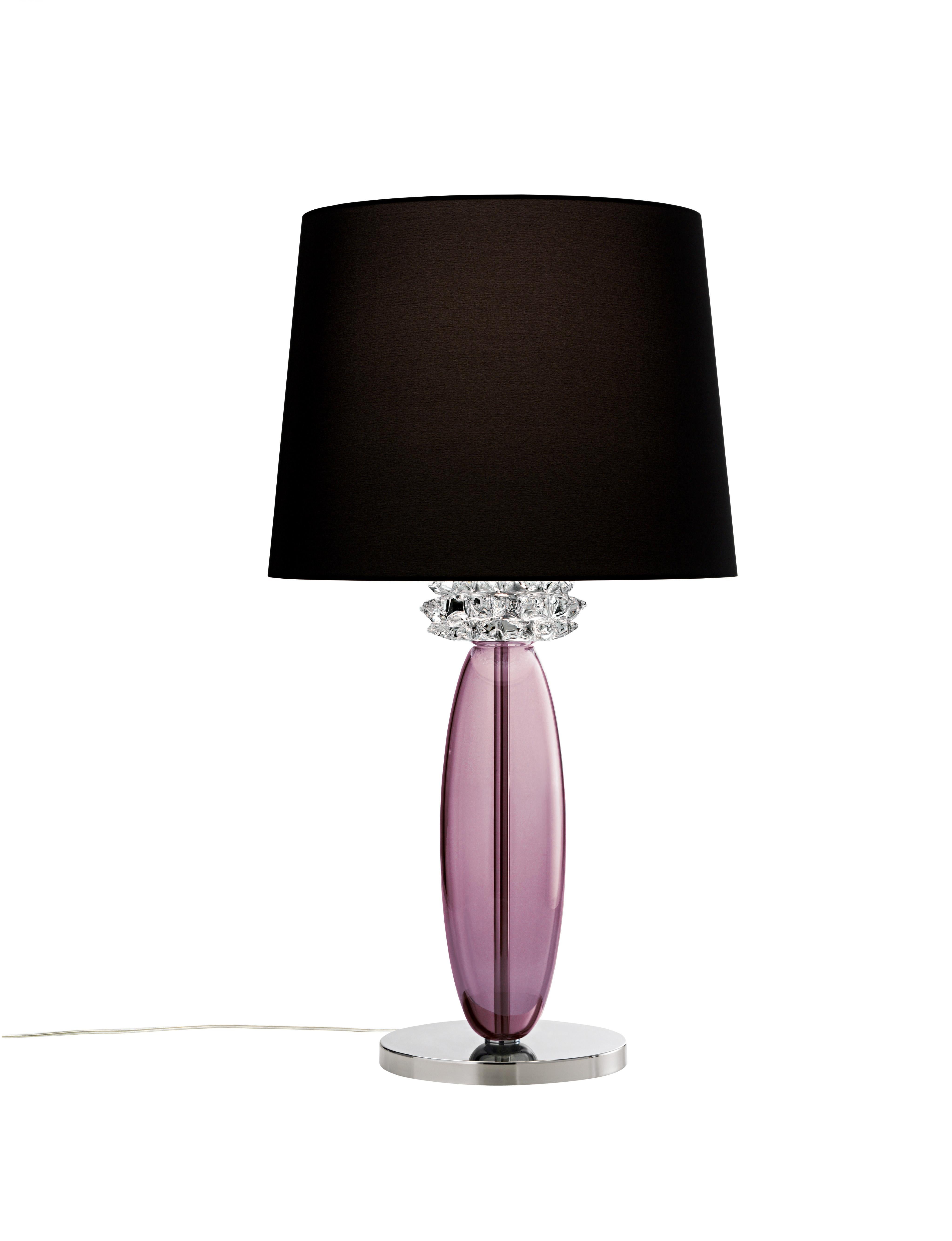 Purple (Violet_VI) Rotterdam 5565 Table Lamp in Glass with Black Shade, by Barovier&Toso