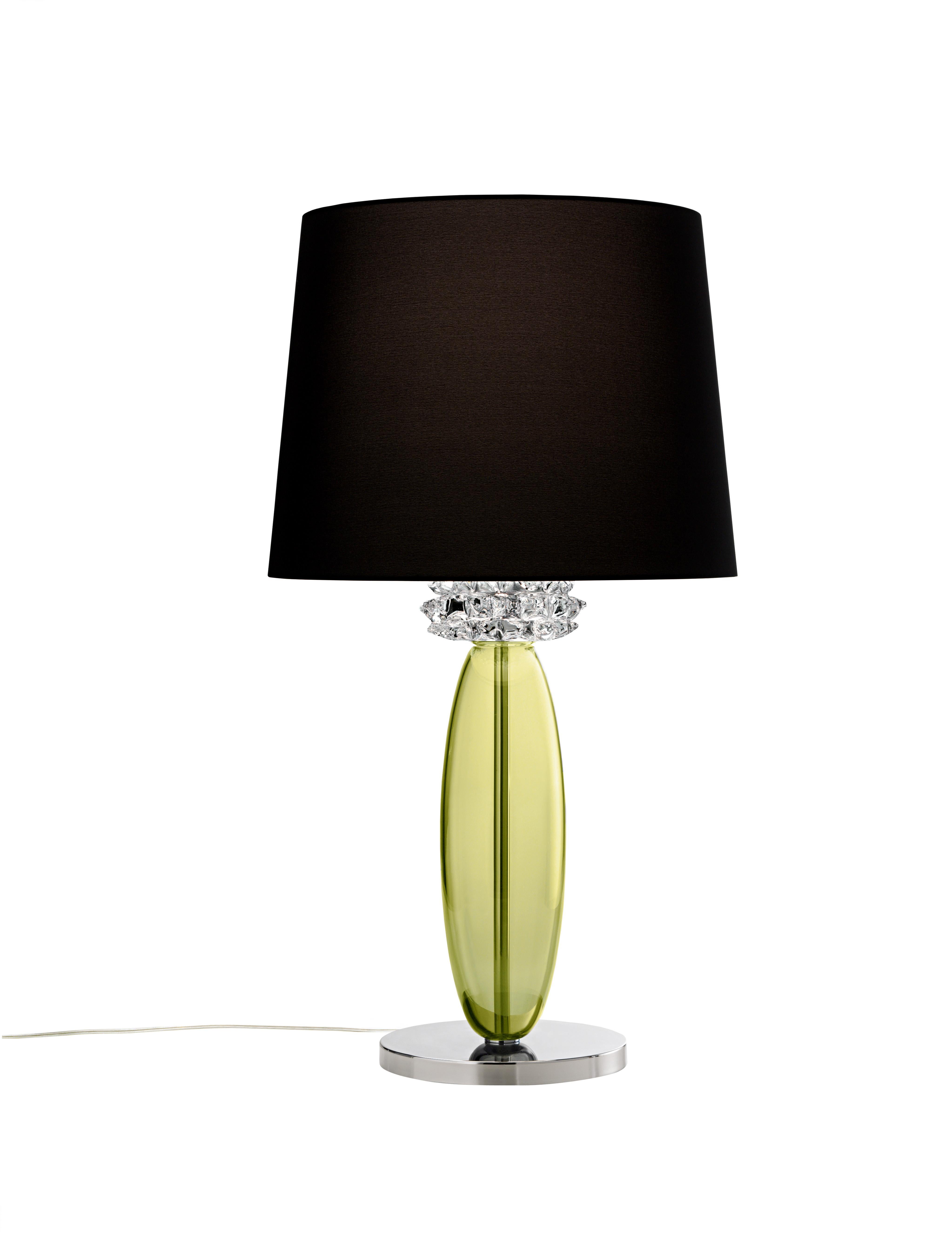Green (Liquid Citron_EL) Rotterdam 5565 Table Lamp in Glass with Black Shade, by Barovier&Toso