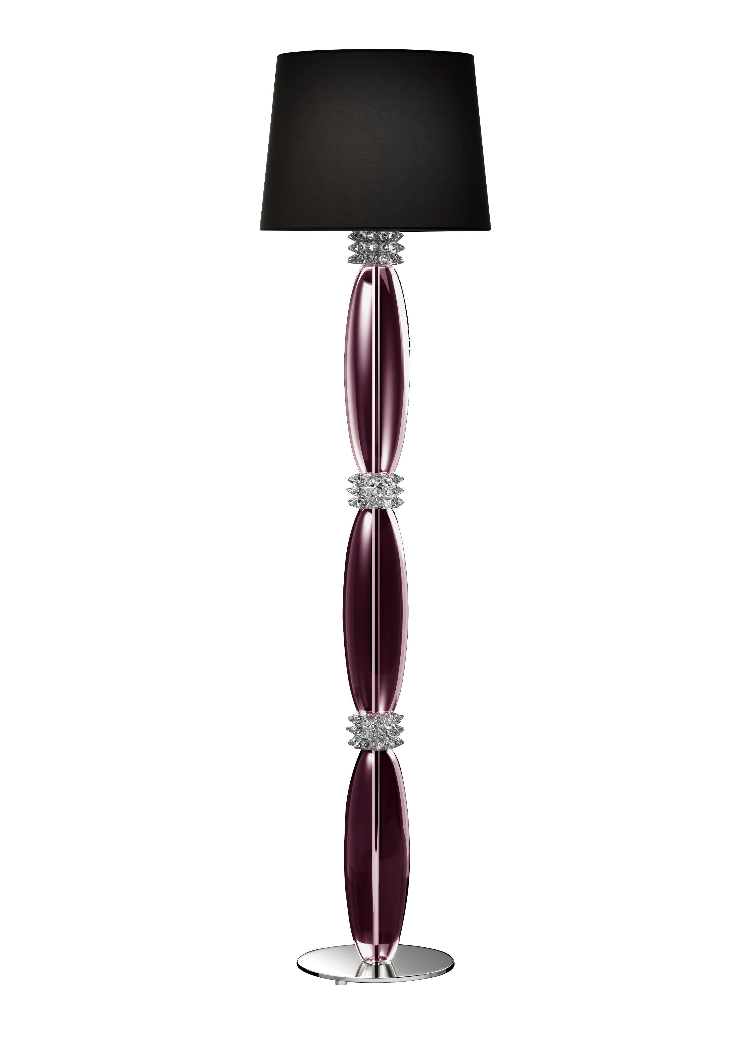Purple (Violet_VI) Rotterdam 7353 Floor Lamp in Glass with Black Shade, by Barovier&Toso