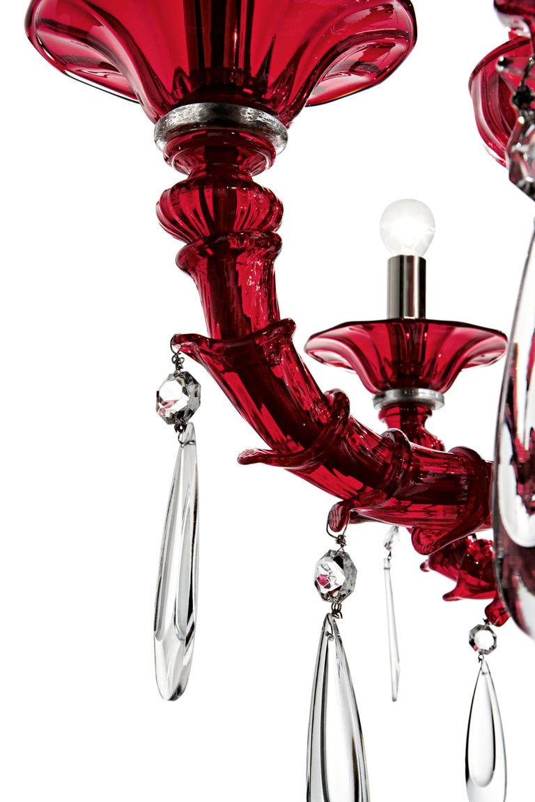 For Sale: Red (Red_RR) Dhamar 5596 09 Chandelier in Glass, by Barovier&Toso 2