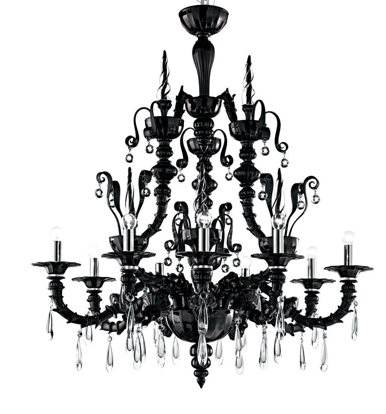 For Sale: Black (Black_NN) Dhamar 5596 09 Chandelier in Glass, by Barovier&Toso