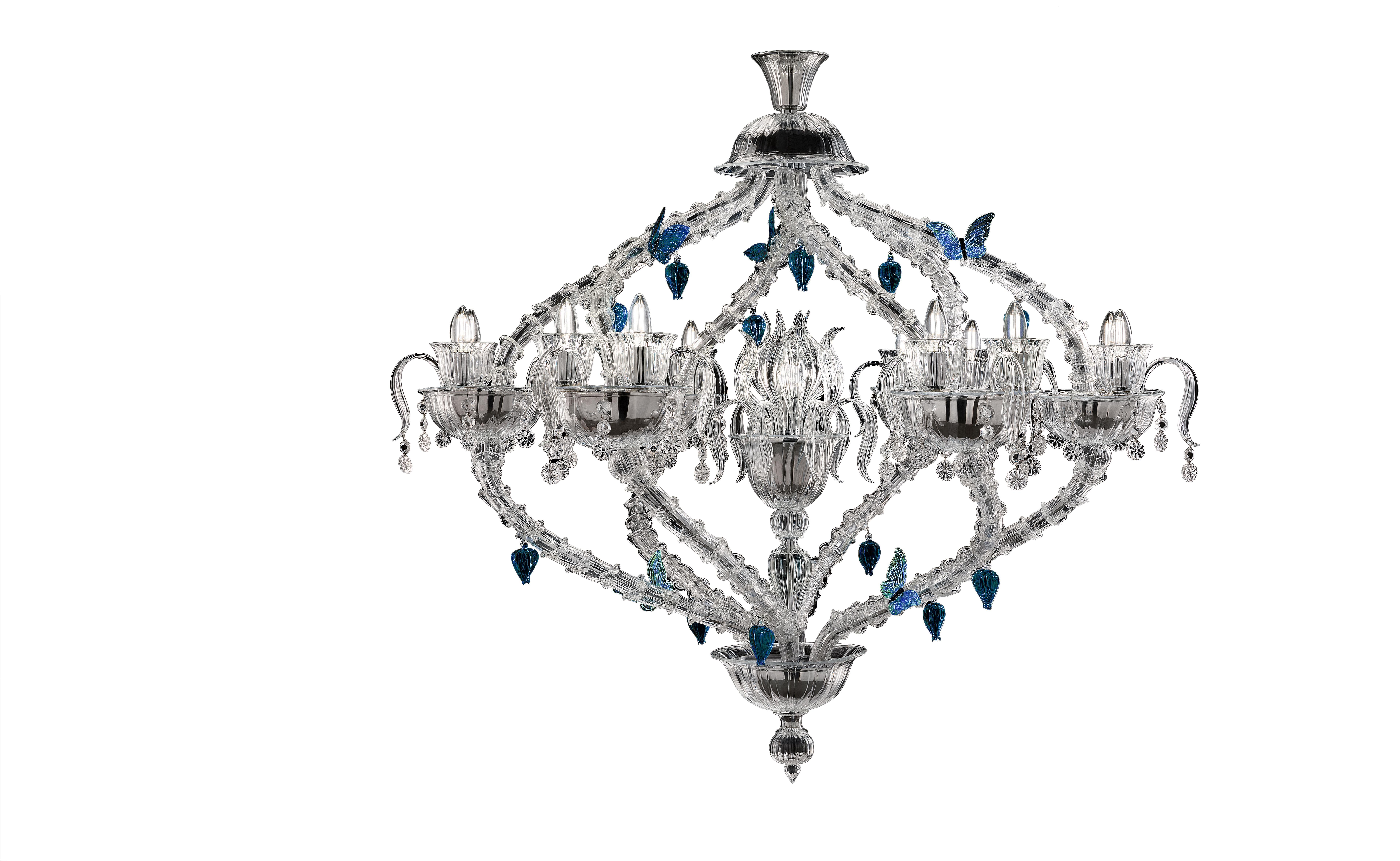 Blue (Crystal/ Bluastro/ Aquamarine_LA) Adonis 7360 13 Chandelier in Glass, by Marcel Wanders from Barovier&Toso