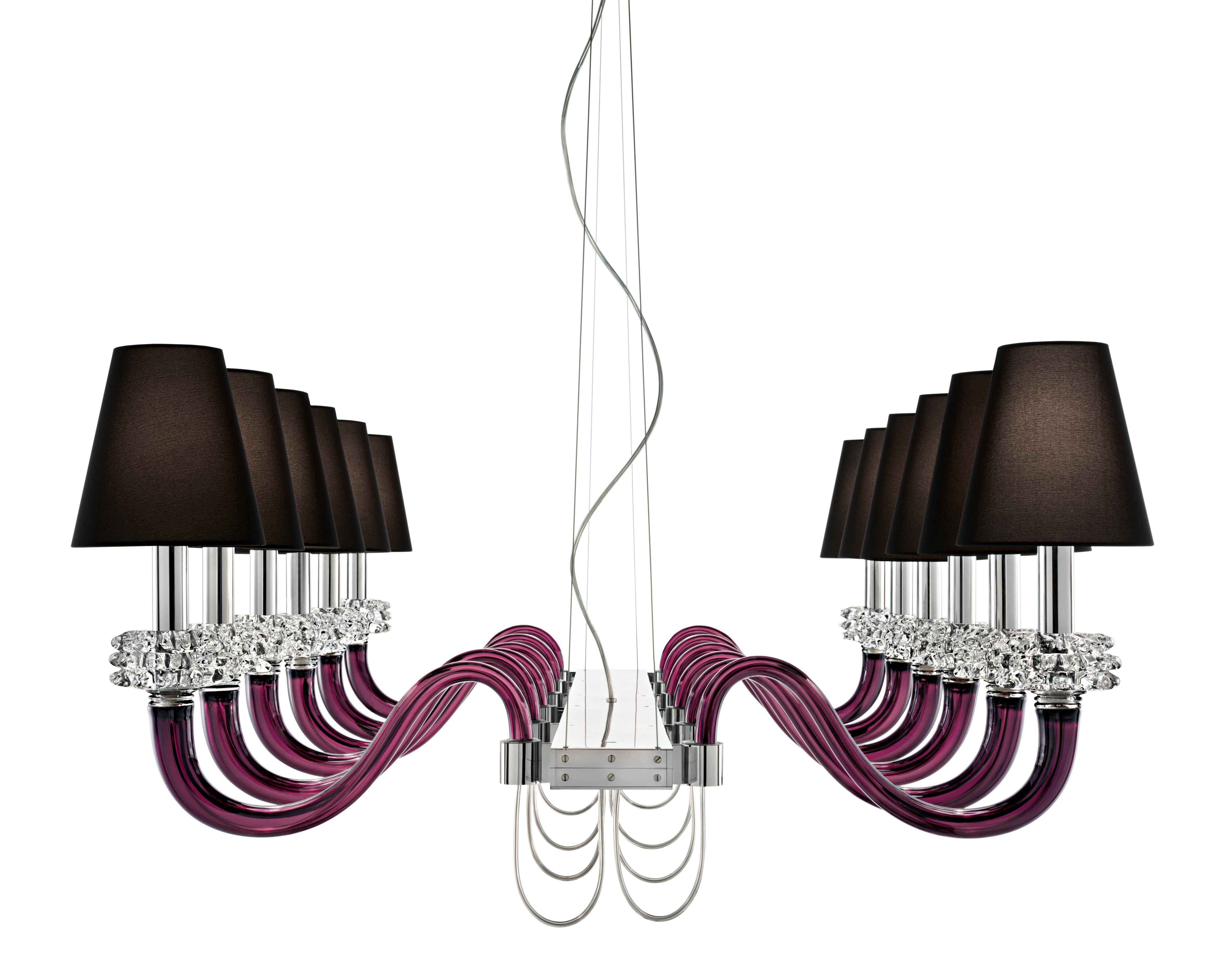 Purple (Violet_VI) Domo Amsterdam 7115 Chandelier in Black Shades, by Franco Raggi, Barovier&Toso 2