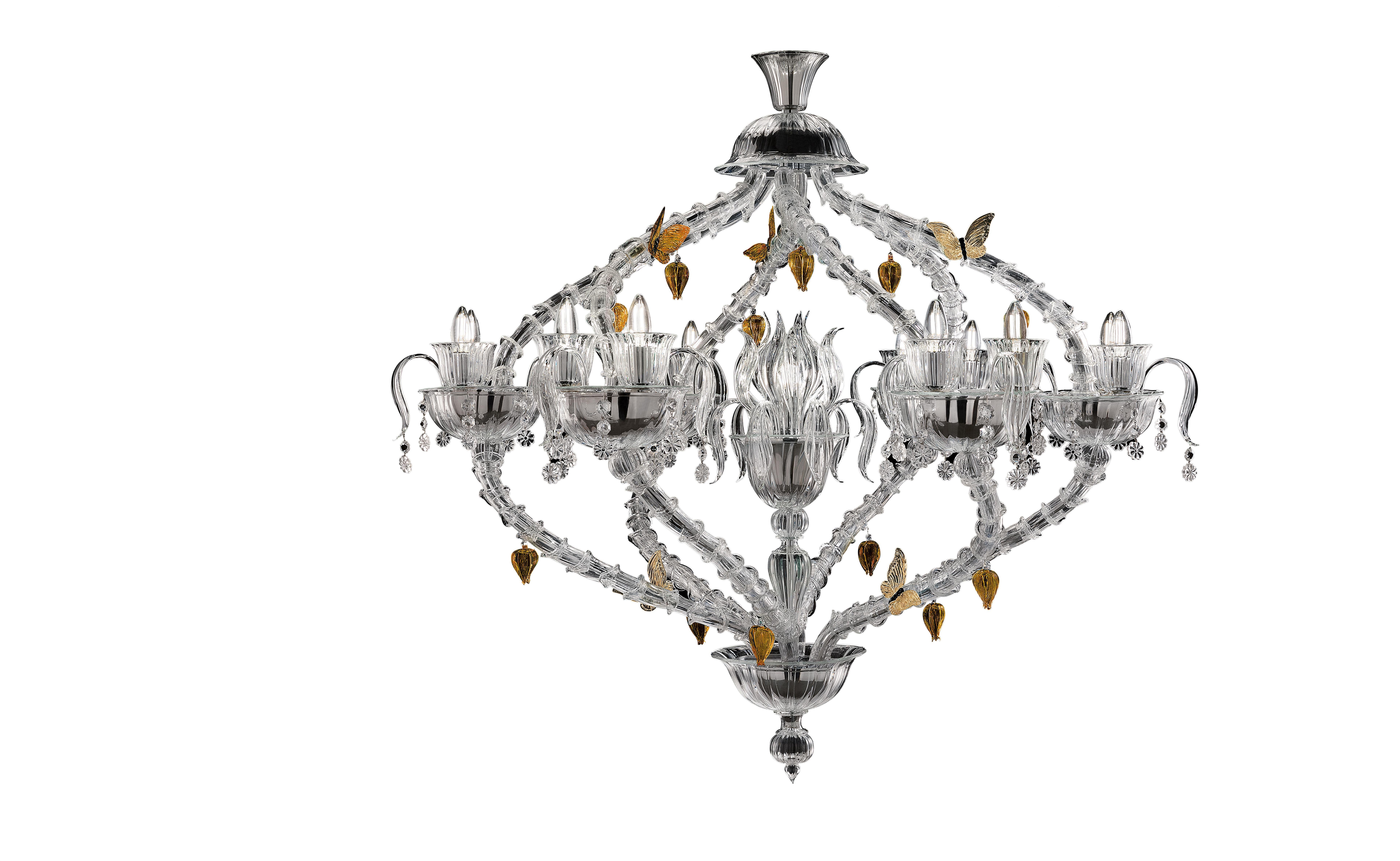 Yellow (Crystal/ Caramel/ Cognac_LN) Adonis 7360 13 Chandelier in Glass, by Marcel Wanders from Barovier&Toso
