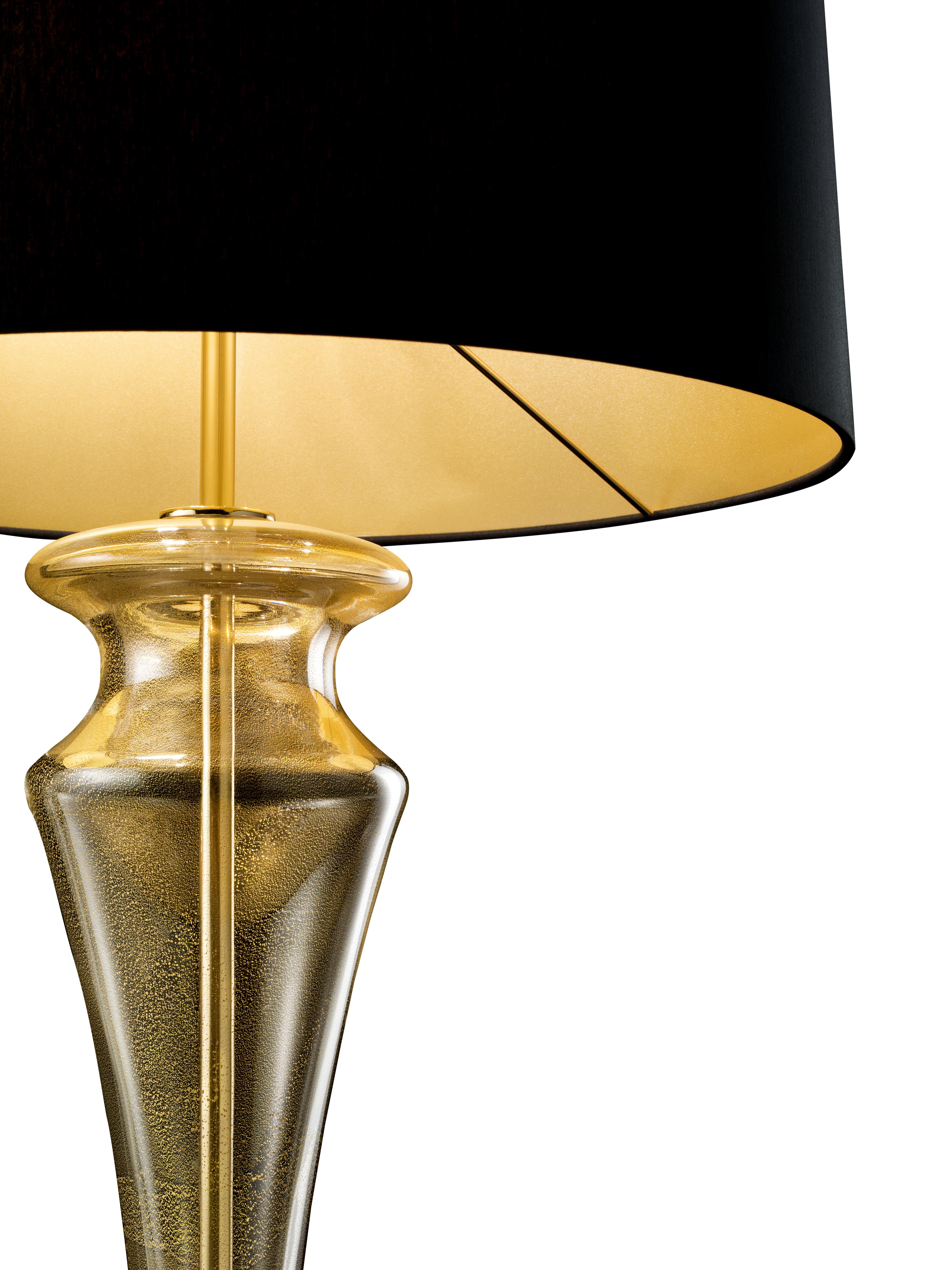 Gold (Gold_OO) Saint Germain 7067 Table Lamp in Glass with Black Shade, by Giorgia Brusemini 2