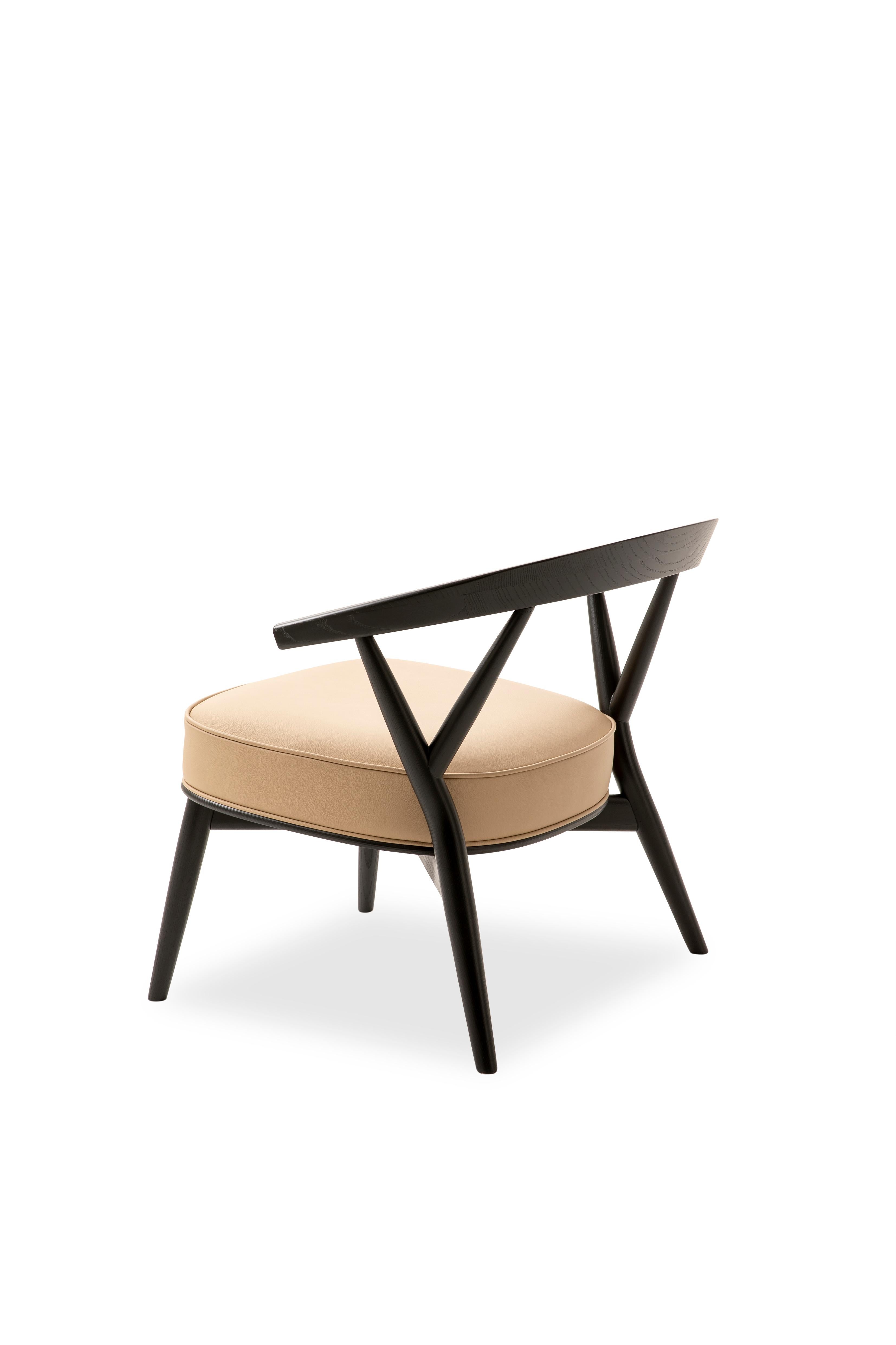 For Sale: Beige (Leather 914) Cappellini Newood Relax Light Armchair in Beech & Ashwood by Brogliato Traverso 4