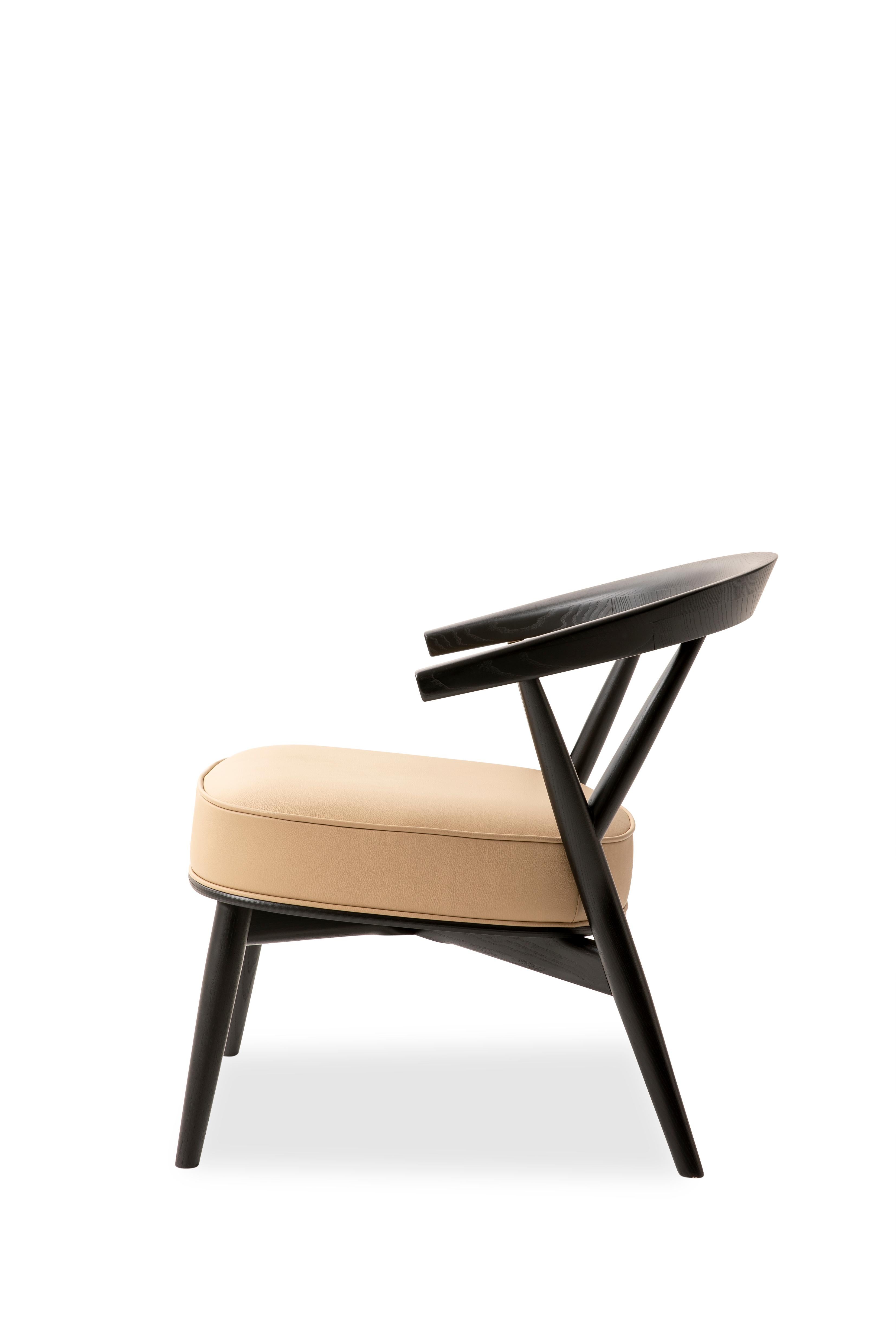 For Sale: Beige (Leather 914) Cappellini Newood Relax Light Armchair in Beech & Ashwood by Brogliato Traverso 3