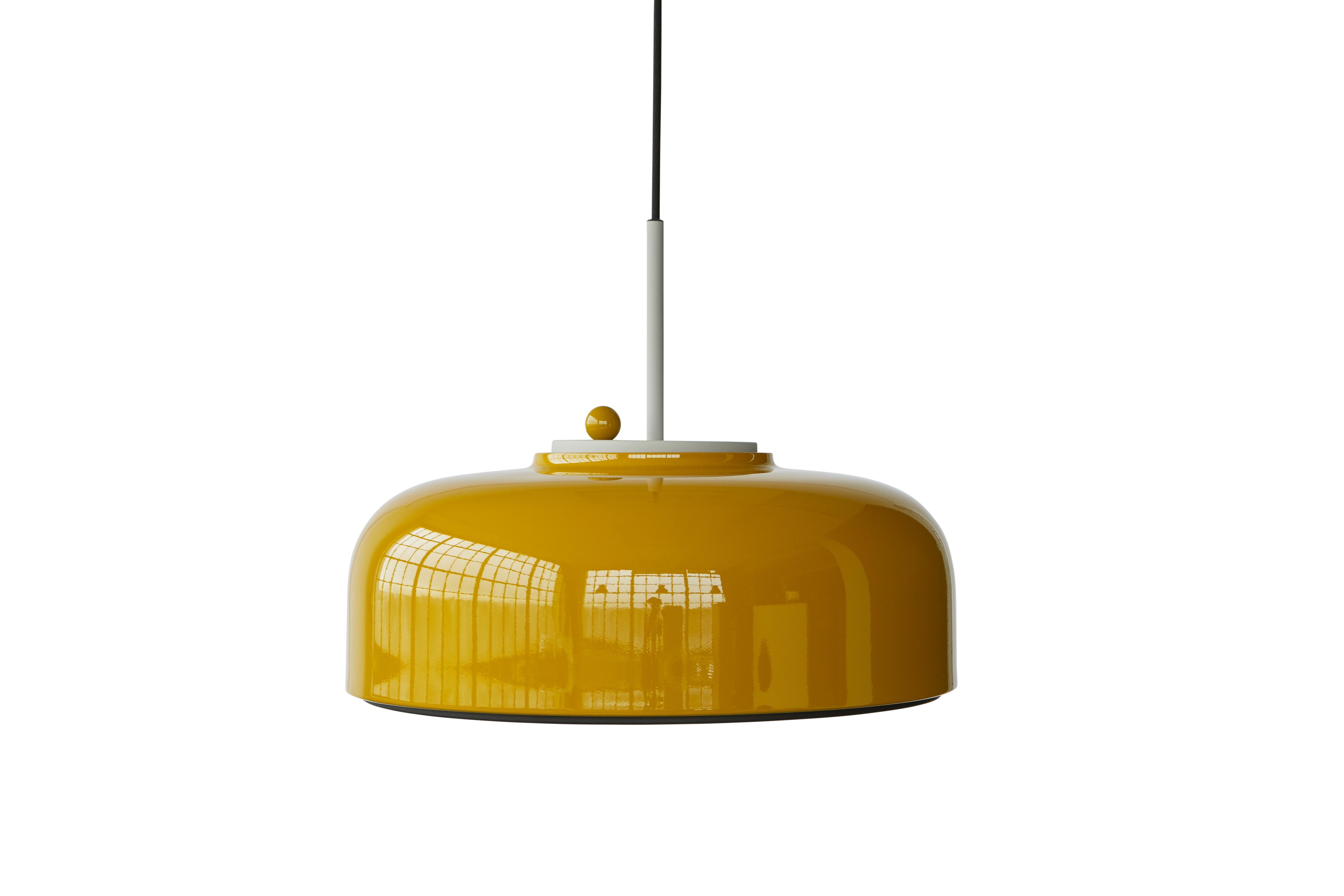 En vente : Yellow (Turmeric Yellow) Lampe suspendue Podgy en aluminium avec structure en nid d'abeille et variateur d'intensité 3