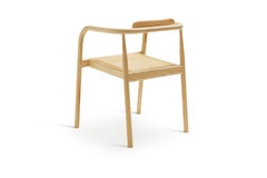 Silla de comedor apilable de ratán AHM en madera de fresno