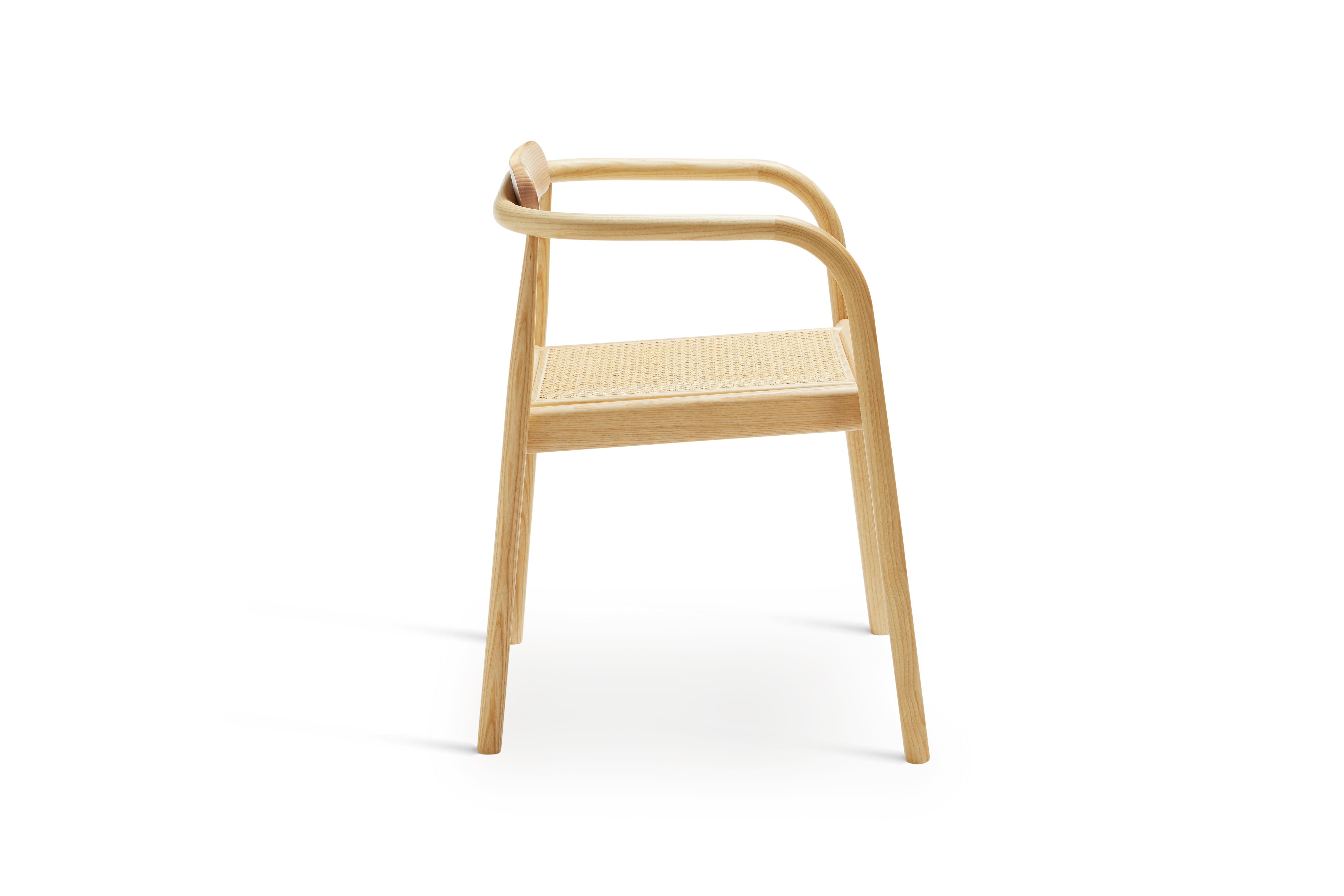 in vendita: Brown (Natural Ash) Sedia da pranzo impilabile in rattan AHM in legno di frassino 3