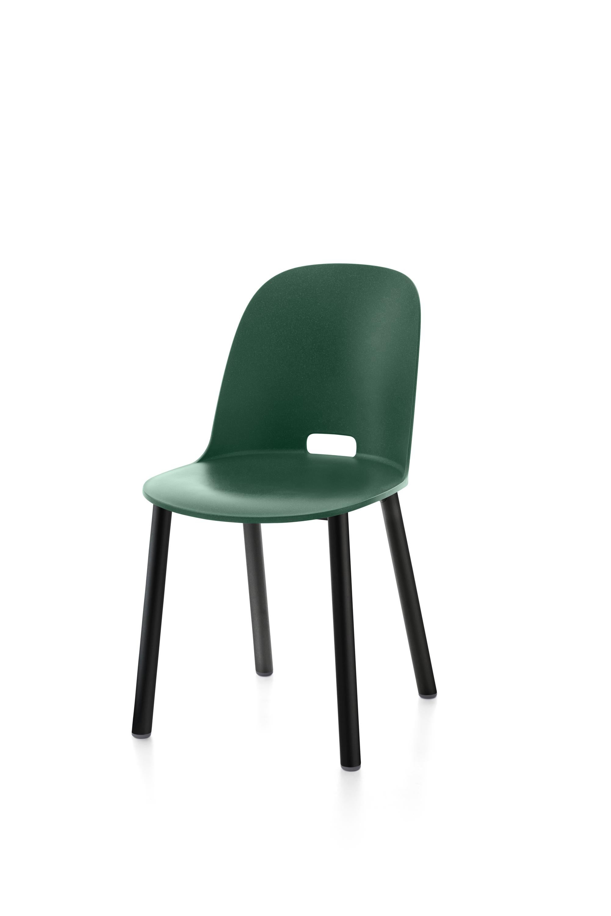 For Sale: Green (Alfi Green) Emeco Alfi High Back Chair with Black Powder Coated Aluminum Frame by Jasper