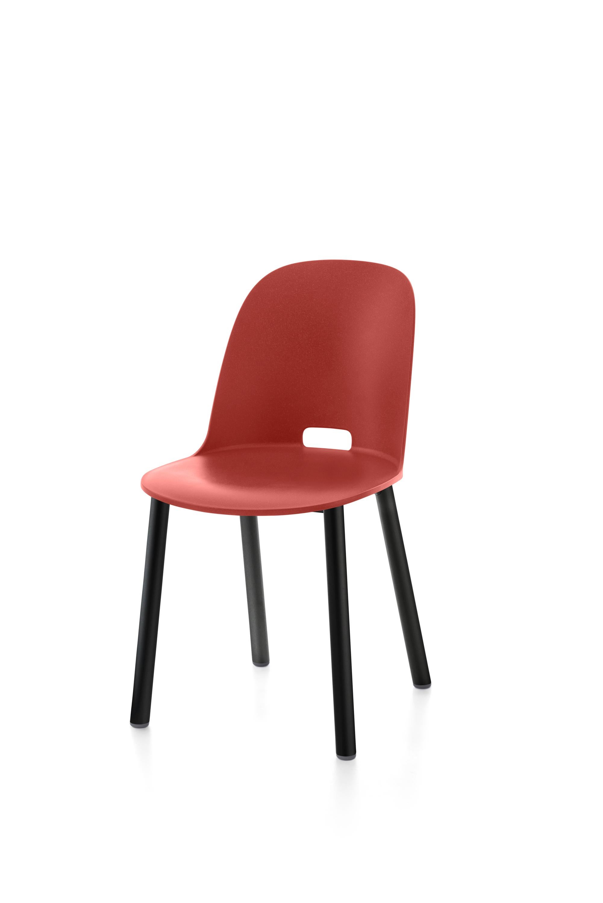 For Sale: Red (Alfi Red) Emeco Alfi High Back Chair with Black Powder Coated Aluminum Frame by Jasper