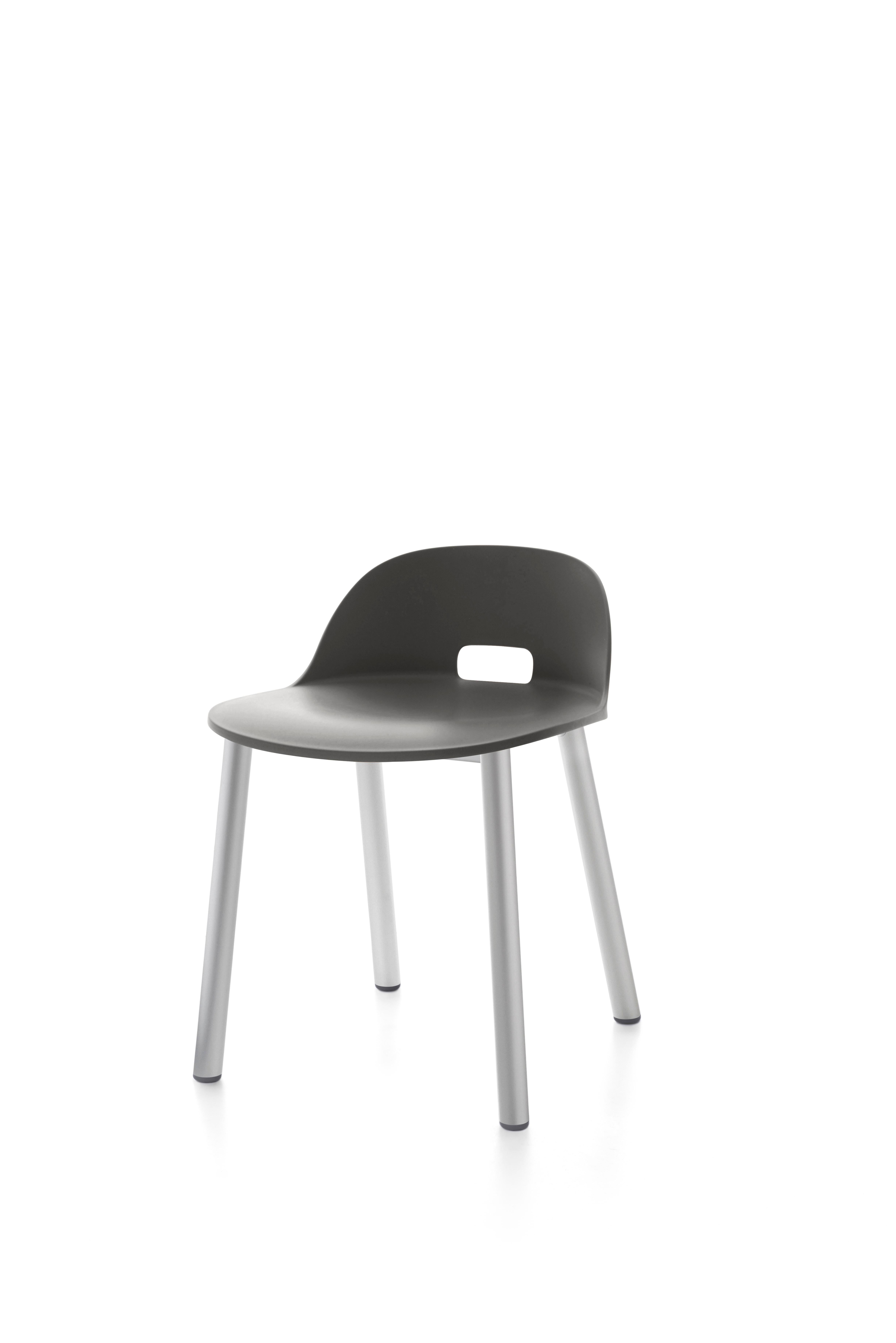 For Sale: Gray (Alfi Dark Grey) Emeco Alfi Low Back Chair with Aluminum Frame by Jasper Morrison