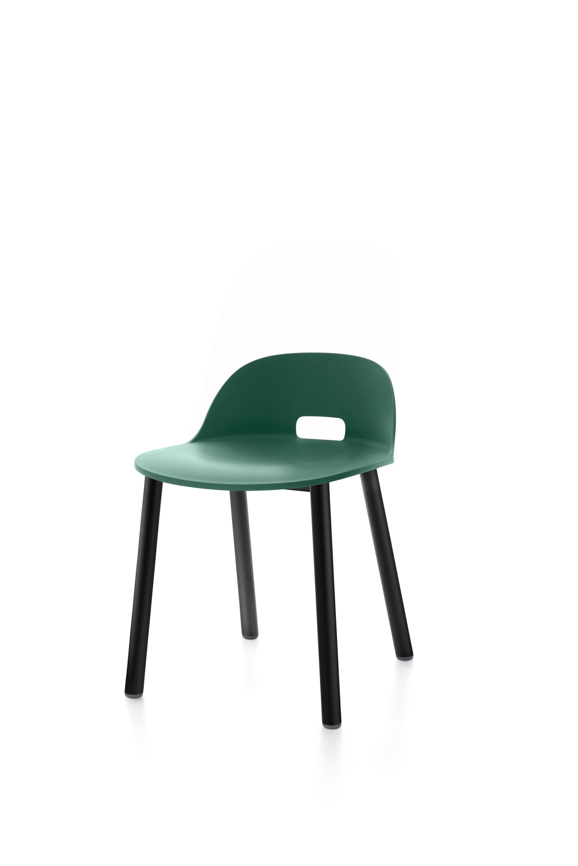 For Sale: Green (Alfi Green) Emeco Alfi Low Back Chair with Black Powder-Coated Aluminum Frame by Jasper