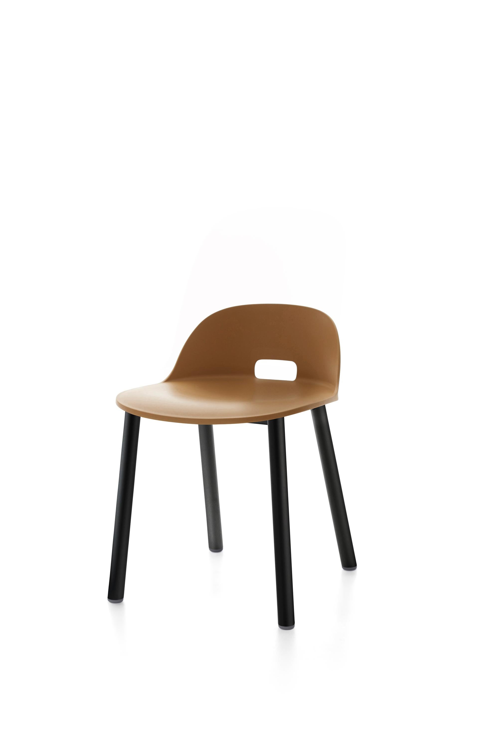 For Sale: Beige (Alfi Sand) Emeco Alfi Low Back Chair with Black Powder-Coated Aluminum Frame by Jasper