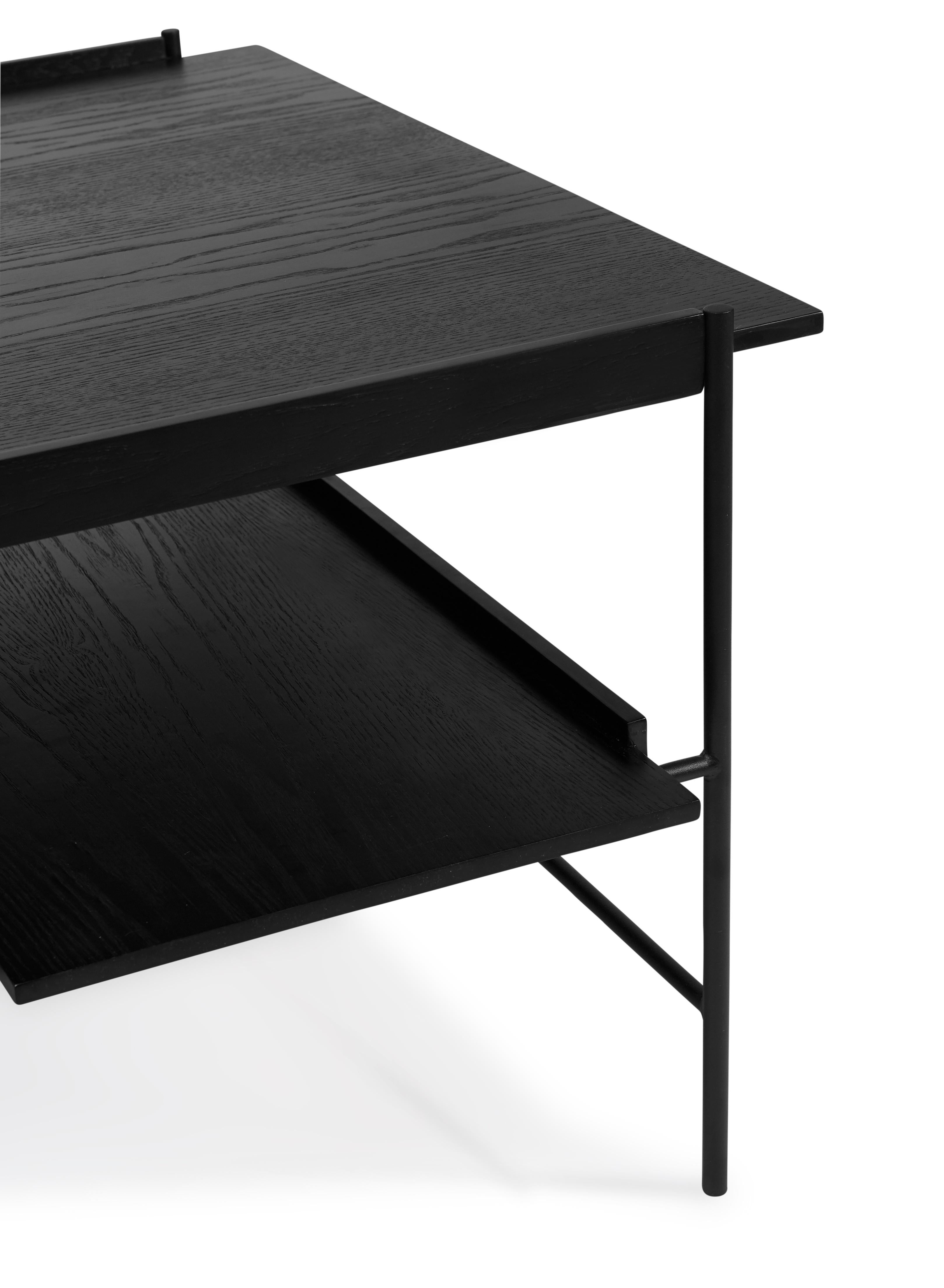 For Sale: Black Kanso Coffee Table in Wood and Steel 3